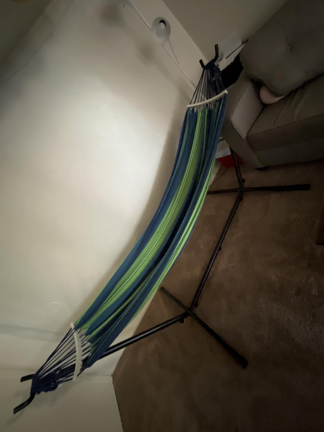 SZHLUX Double Hammock with Stand for Outside 450lb Capacity Steel Stand, Premium Carry Bag Included and Two Anti Roll Balance Beam customer photo 1