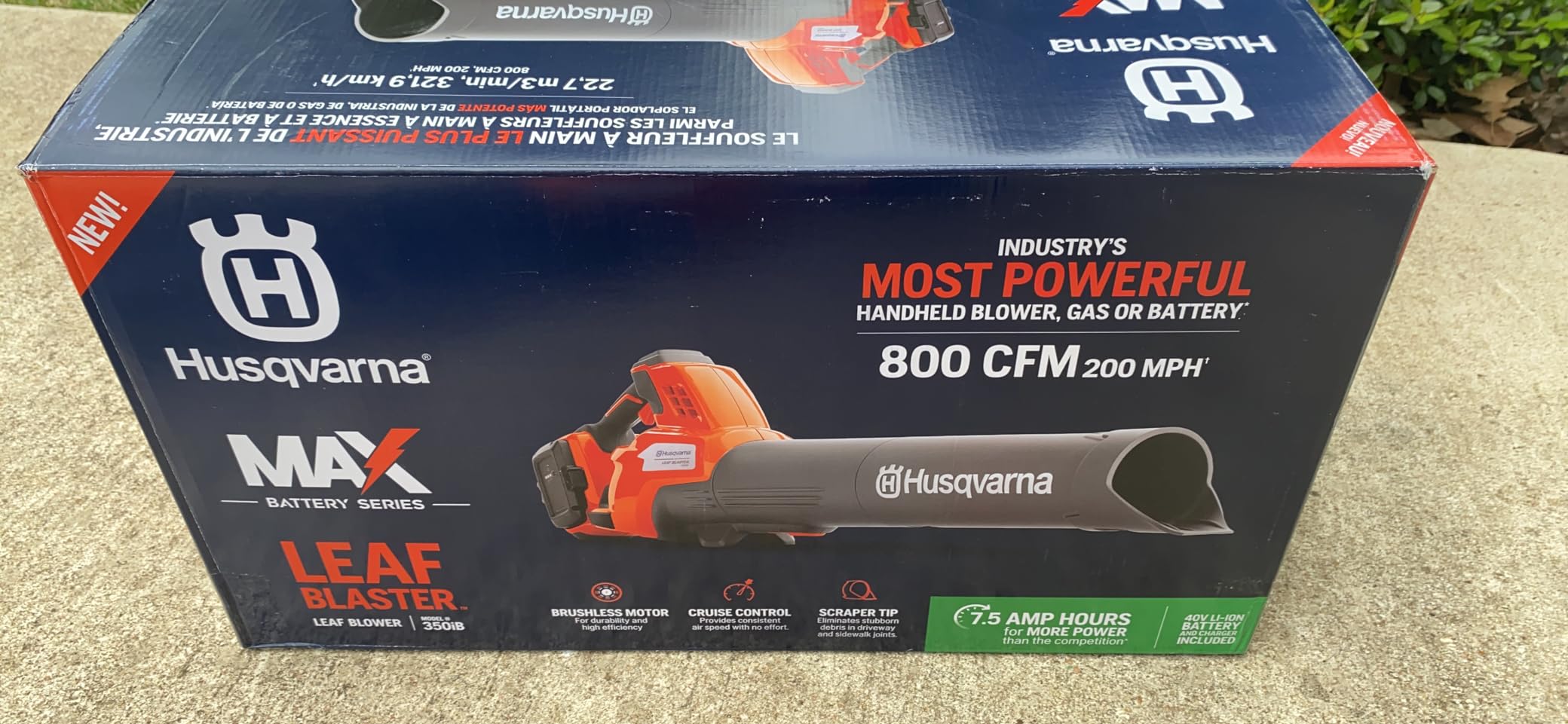 Husqvarna Leaf Blaster 350iB Leaf Blower Cordless, with Battery and Charger | Battery powered leaf blower for homeowners, 200-MPH 800-CFM brushless, 40V Lithium-Ion 7.5 Ah battery, debris scraper customer photo 2
