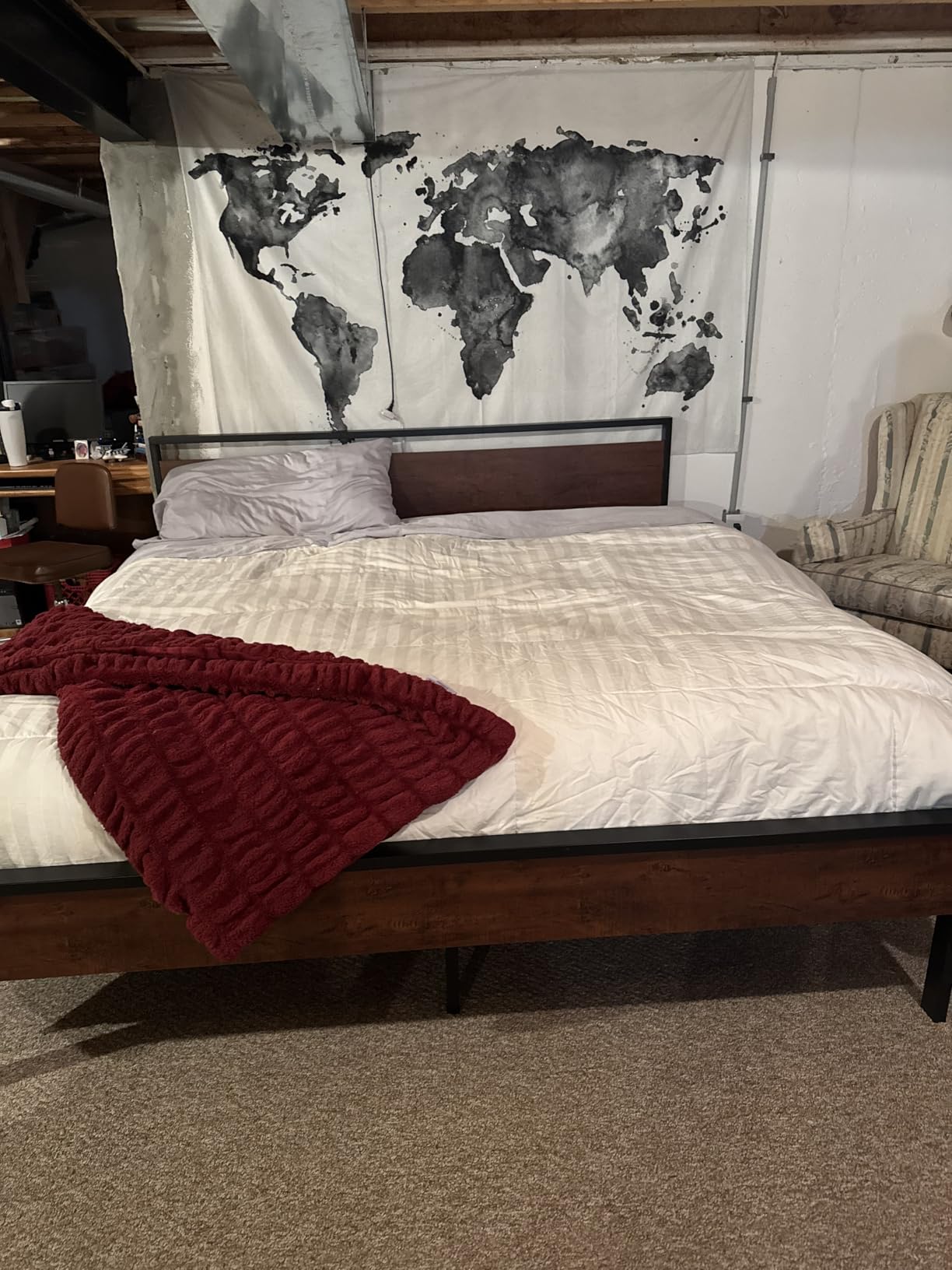 SHA CERLIN 14 Inch Full Size Metal Platform Bed Frame with Wooden Headboard and Footboard, Mattress Foundation, No Box Spring Needed, Large Under Bed Storage, Non-Slip Without Noise, Black Oak Customer Review SHA CERLIN 14 Inch Full Size Metal Platform Bed Frame with Wooden Headboard and Footboard, Mattress Foundation, No Box Spring Needed, Large Under Bed Storage, Non-Slip Without Noise, Black Oak - Customer Photo 2