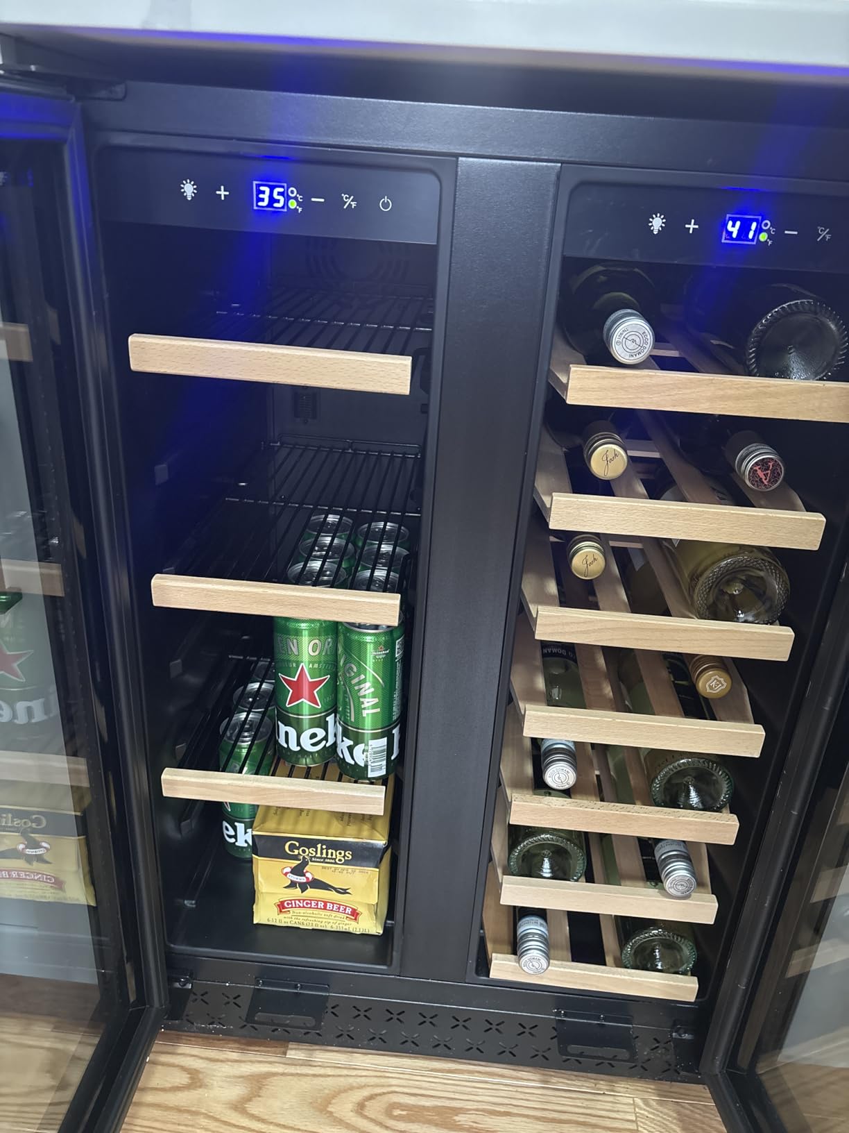 Wine Fridge 24 Inch, 190 Bottles Freestanding or Built-in Wine Cooler Refrigerator with Sliding Rail Shelves, Professional Wine Cellar Low Noise with Upgraded Reversible Door customer photo 1