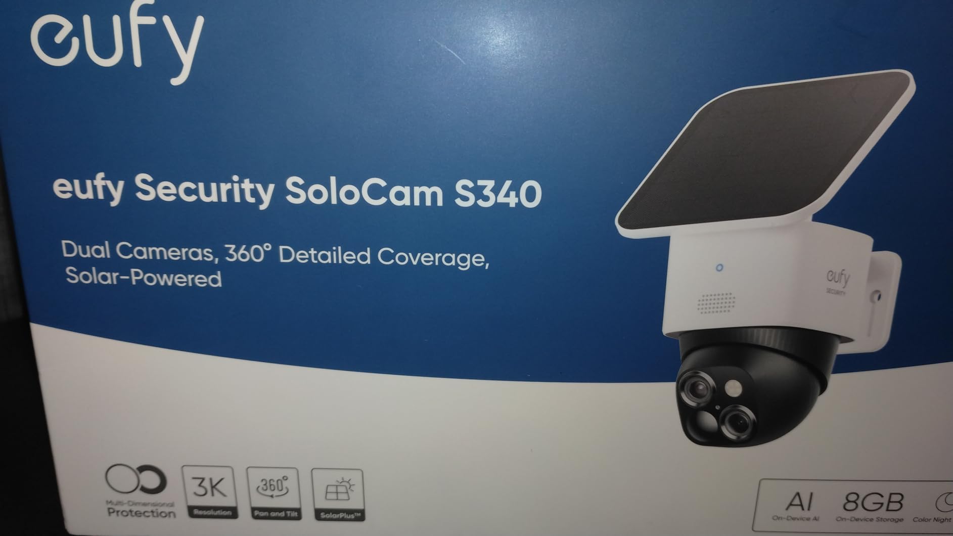 SoloCam S340, Solar Security Cameras Wireless Outdoor, Cameras for Home Security, 360° Pan & Tilt Surveillance, No Blind Spots, 2.4 GHz Wi-Fi, No Monthly Fee, HomeBase S380 Compatible customer photo 1