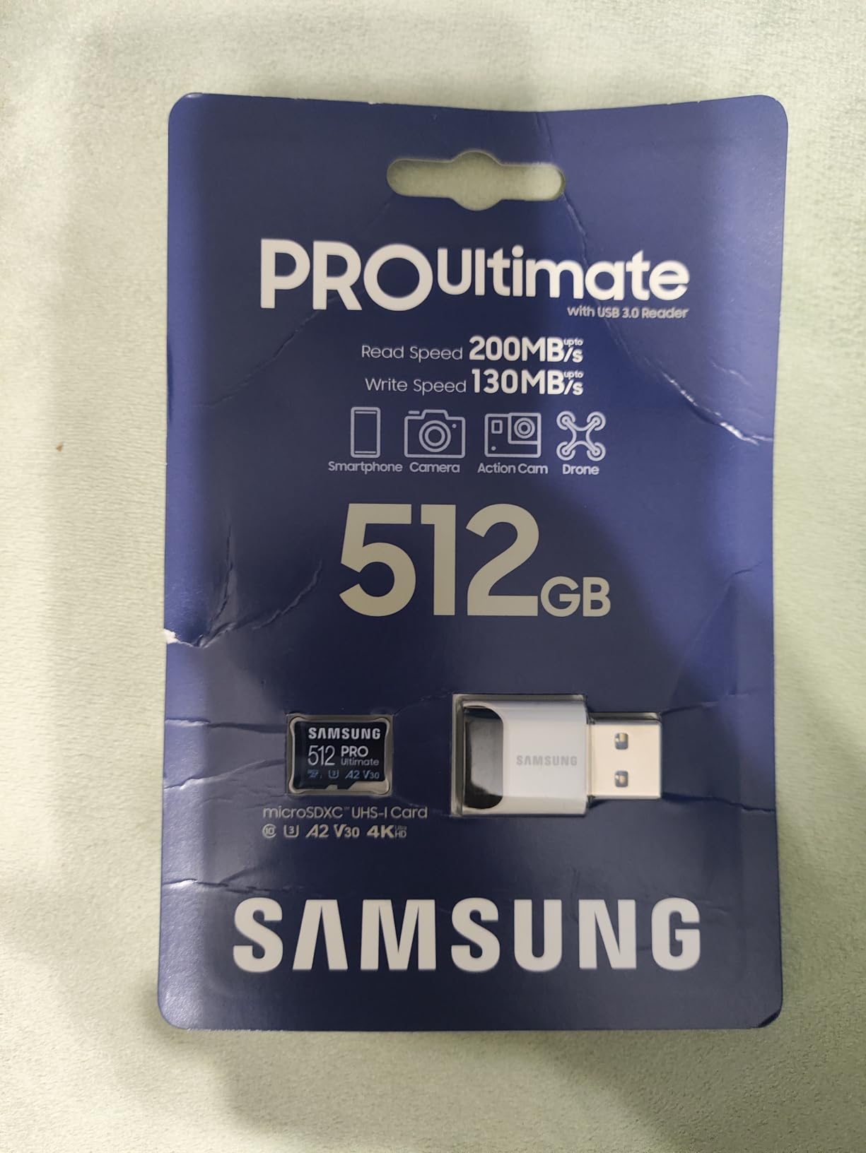 Samsung PRO Ultimate microSD Memory Card + Adapter, 512GB microSDXC, Up to 200 MB/s, 4K UHD, UHS-I, Class 10, U3,V30, A2 for GoPRO Action Cam, DJI Drone, Gaming, Phones, Tablets Customer Review Samsung PRO Ultimate microSD Memory Card + Adapter, 512GB microSDXC, Up to 200 MB/s, 4K UHD, UHS-I, Class 10, U3,V30, A2 for GoPRO Action Cam, DJI Drone, Gaming, Phones, Tablets - Customer Photo 1