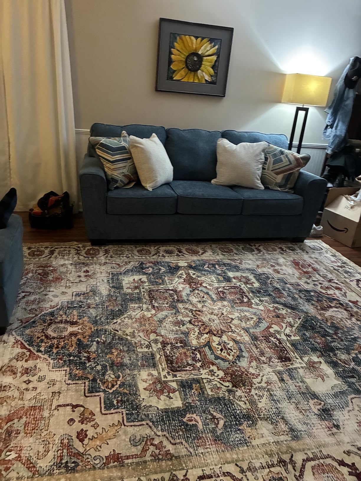 Signature Design by Ashley Cashton Casual 2-in-1 Sofa Sleeper with Folding Gel Memory Foam Mattress, Queen, Blue Customer Review Signature Design by Ashley Cashton Casual 2-in-1 Sofa Sleeper with Folding Gel Memory Foam Mattress, Queen, Blue - Customer Photo 1