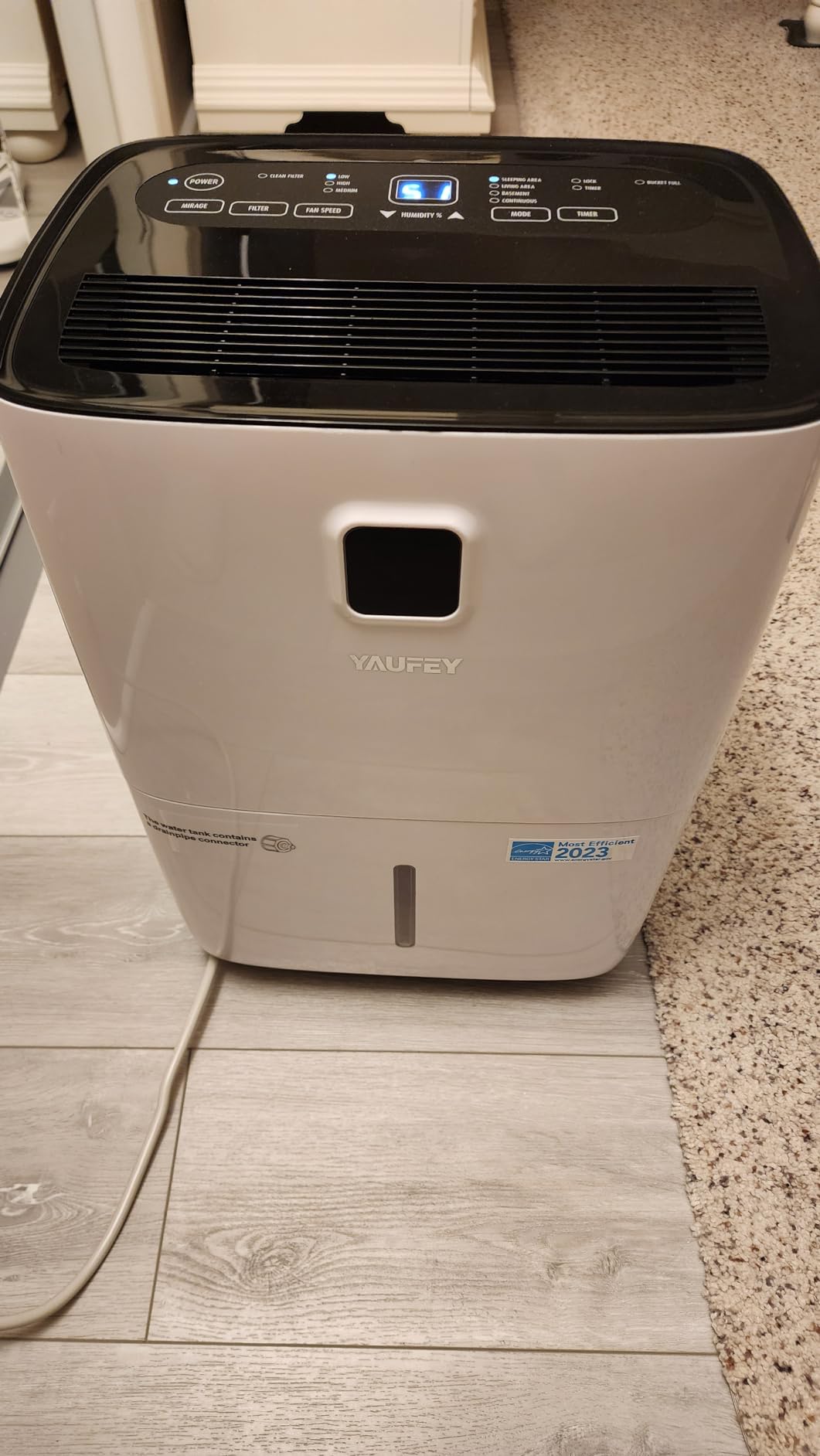 Yaufey 120 Pints Energy Star Dehumidifier for Home, Basement and Large Room up to 6000 Sq. Ft., with Drain Hose, Timer, Intelligent Humidity Control and Large Water Tank - Customer Photo 2