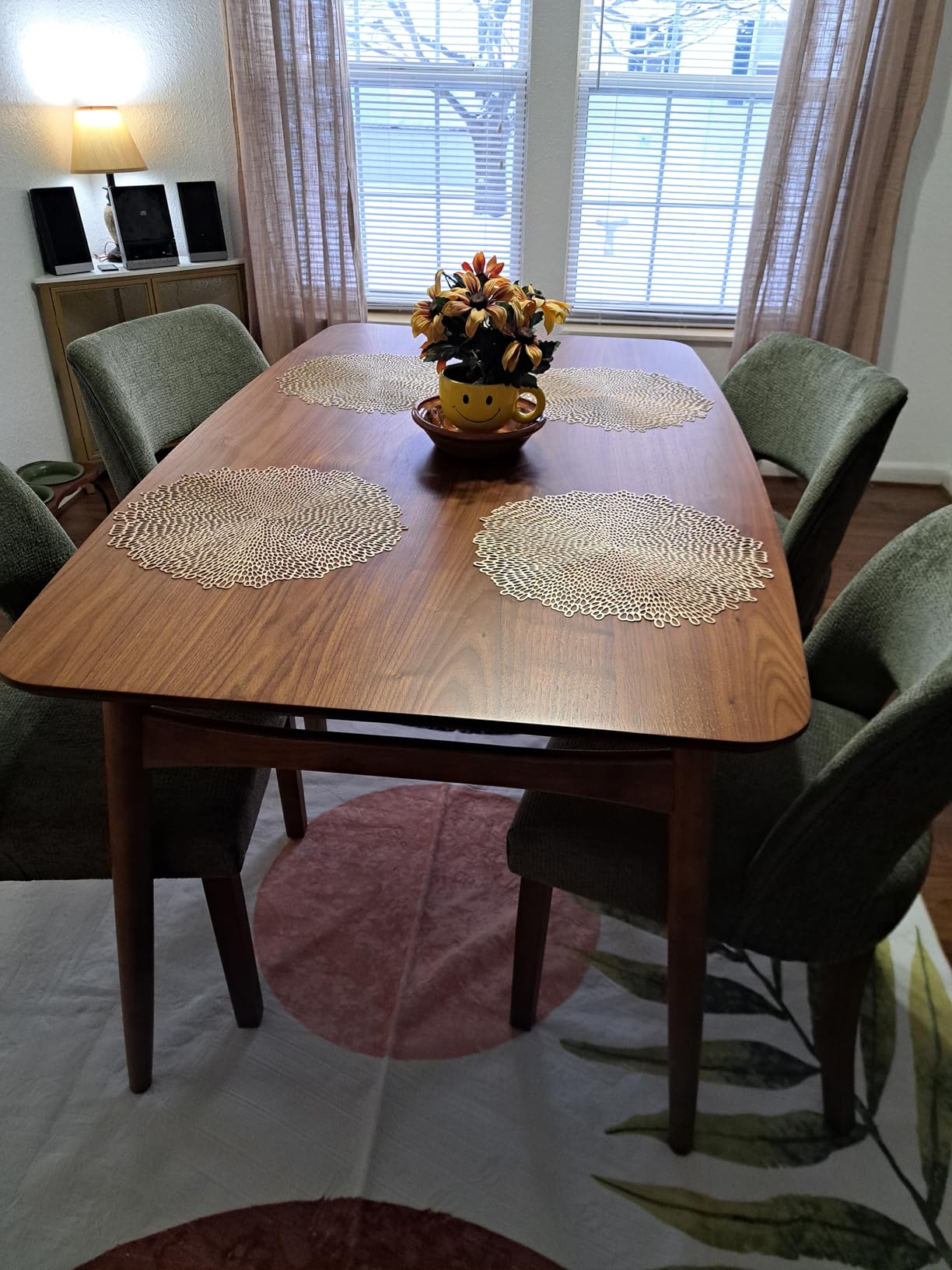 Walker Edison Mid-Century Modern Solid Wood Tapered-Leg Dining Table, 59 Inch, Walnut Customer Review Walker Edison Mid-Century Modern Solid Wood Tapered-Leg Dining Table, 59 Inch, Walnut - Customer Photo 2