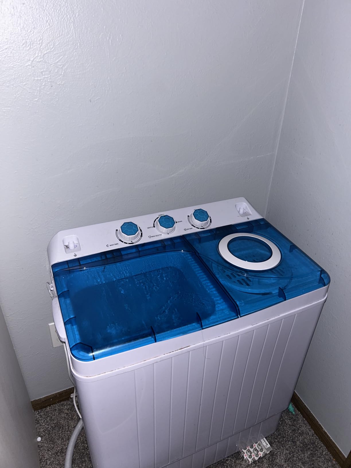 COSTWAY Portable Washing Machine, Twin Tub 26lbs Capacity Laundry, 18lbs Washer and 8lbs Spinner Combo with Timer Knobs, Built-in Drain Pump, Compact Washer for Home Dorm Apartment (Grey+White) Customer Review COSTWAY Portable Washing Machine, Twin Tub 26lbs Capacity Laundry, 18lbs Washer and 8lbs Spinner Combo with Timer Knobs, Built-in Drain Pump, Compact Washer for Home Dorm Apartment (Grey+White) - Customer Photo 1