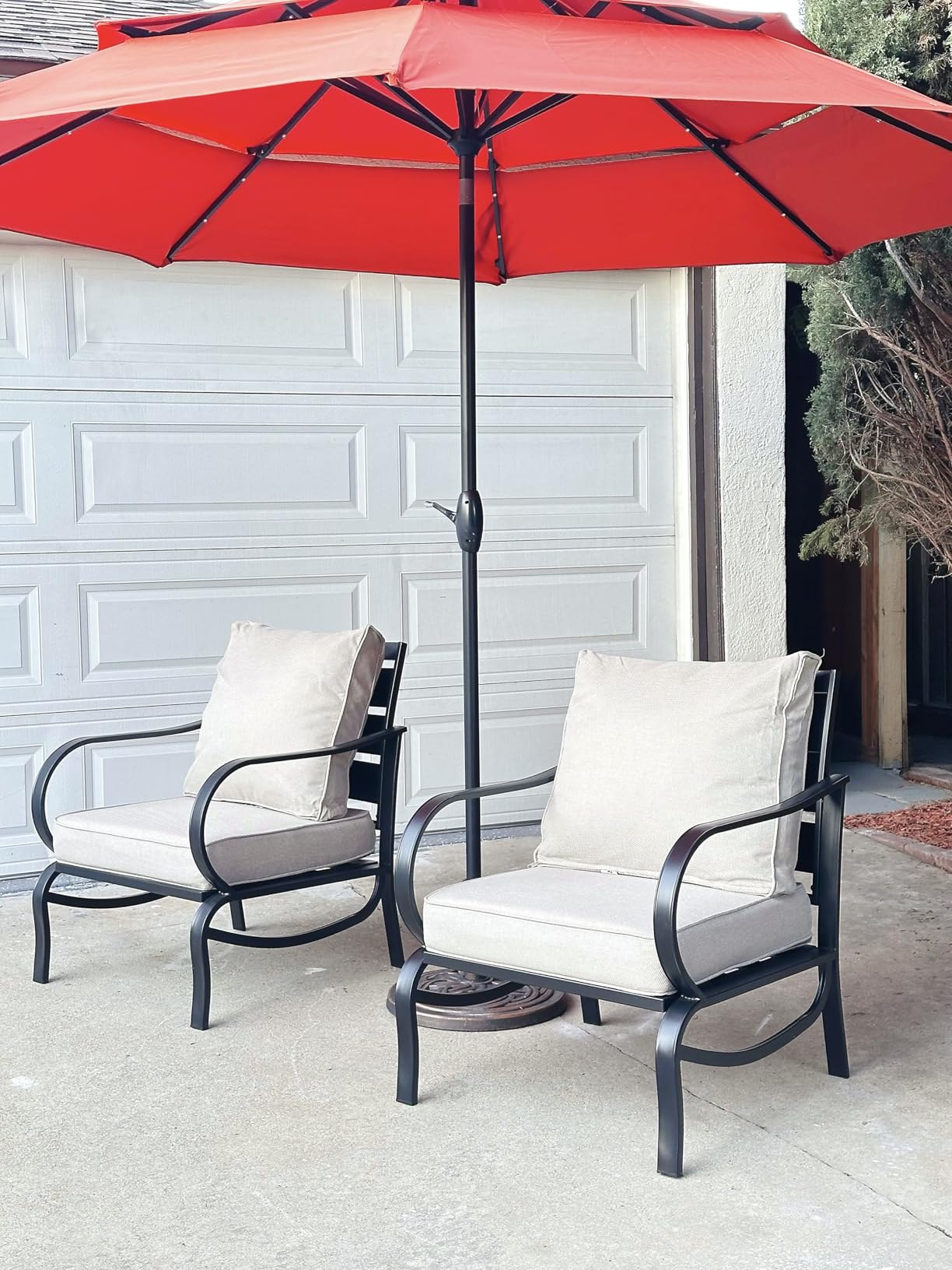 MFSTUDIO 5 Pieces Patio Conversation Sets,Outdoor Metal Furniture Sofas with 1 x 3-Seat Sofa, 2 x Swivel Chairs,2 x Ottoman,Wrought Iron Frame with Grey Cushion for Patio Courtyard Balcony Customer Review MFSTUDIO 5 Pieces Patio Conversation Sets,Outdoor Metal Furniture Sofas with 1 x 3-Seat Sofa, 2 x Swivel Chairs,2 x Ottoman,Wrought Iron Frame with Grey Cushion for Patio Courtyard Balcony - Customer Photo 2