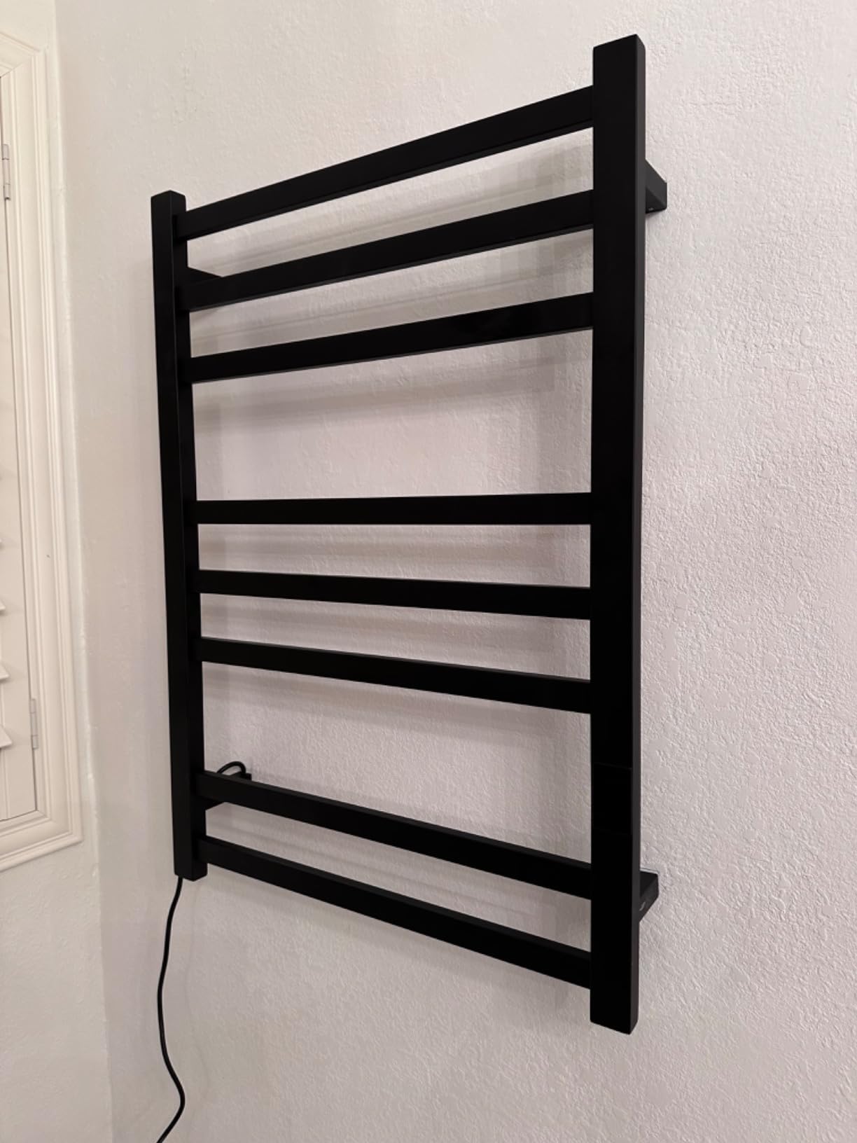 8-Bar Electric Heated Towel Warmer, Fast Heating with Auto Shut-Off Timer, Matte Black Finish, Wall-Mounted Spa Towel Heater, Hardwired or Plug-in Options - Customer Photo 2