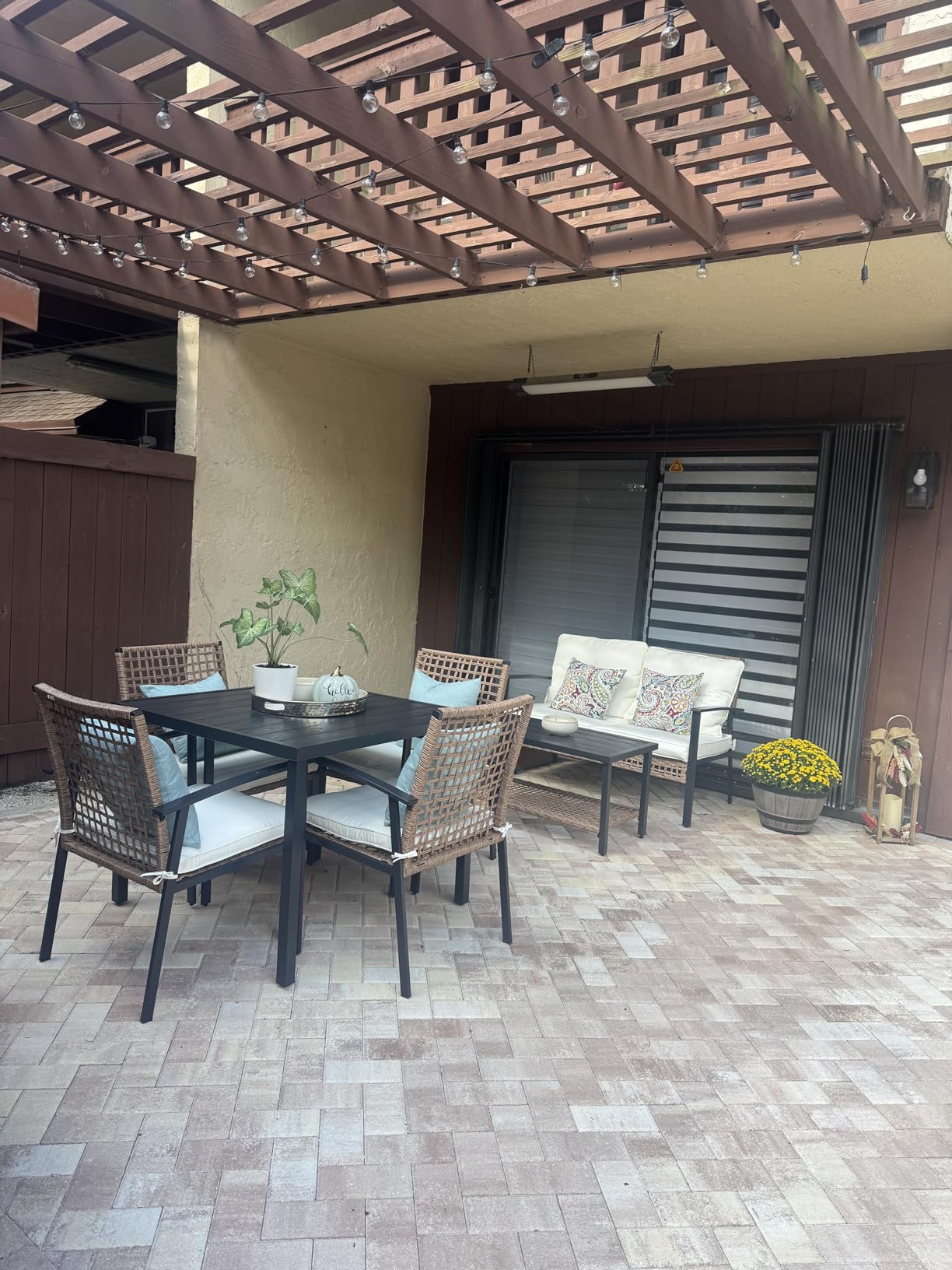 LAUSAINT HOME 7 Pieces Patio Dining Set, Outdoor Furniture Set of 6 Chairs with Soft Cushion and Iron Slats Table Top with Umbrella Hole, Conversation Set for Backyard, Garden and Poolside Customer Review LAUSAINT HOME 7 Pieces Patio Dining Set, Outdoor Furniture Set of 6 Chairs with Soft Cushion and Iron Slats Table Top with Umbrella Hole, Conversation Set for Backyard, Garden and Poolside - Customer Photo 1