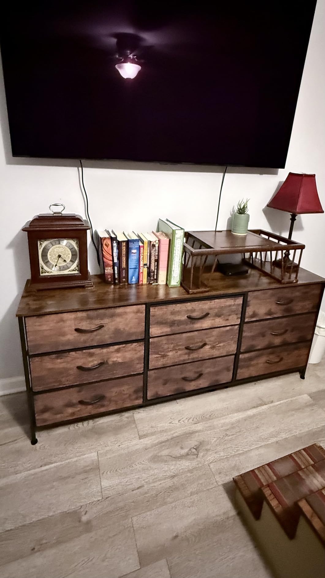 Huuger 63 Inch Dresser for Bedroom, Dresser for Closet with 9 Drawers, Large TV Stand for 55, 65, 70 Inch TV, Entertainment Center with Storage, Wide Long Chest of Drawers, Rustic Brown - Customer Photo 5