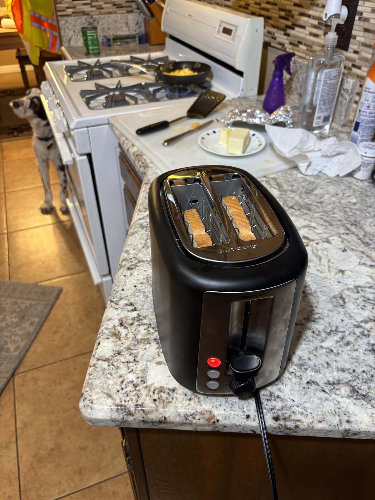 Amazon Basics 4 Slice Toaster, With 7 Browning Settings, Extra Wide Slots For Bagels and Special Breads, Removable Easy-to-Clean Crumb Trays, Cancel/Defrost/Bagel Buttons, 1500W, Black & Silver Customer Review Amazon Basics 4 Slice Toaster, With 7 Browning Settings, Extra Wide Slots For Bagels and Special Breads, Removable Easy-to-Clean Crumb Trays, Cancel/Defrost/Bagel Buttons, 1500W, Black & Silver - Customer Photo 1