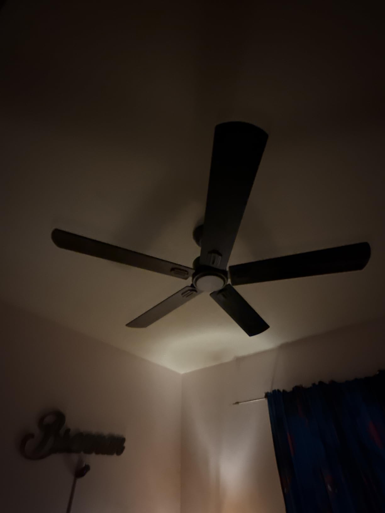 52 Inch Ceiling Fan No Light - Outdoor Indoor Flush Mount Low Profile DC Motor Fan with Remote and APP, 5 Blades Reversible Silent Fan for Patio, Bedroom, Living Room, Garage Black - Customer Photo 2