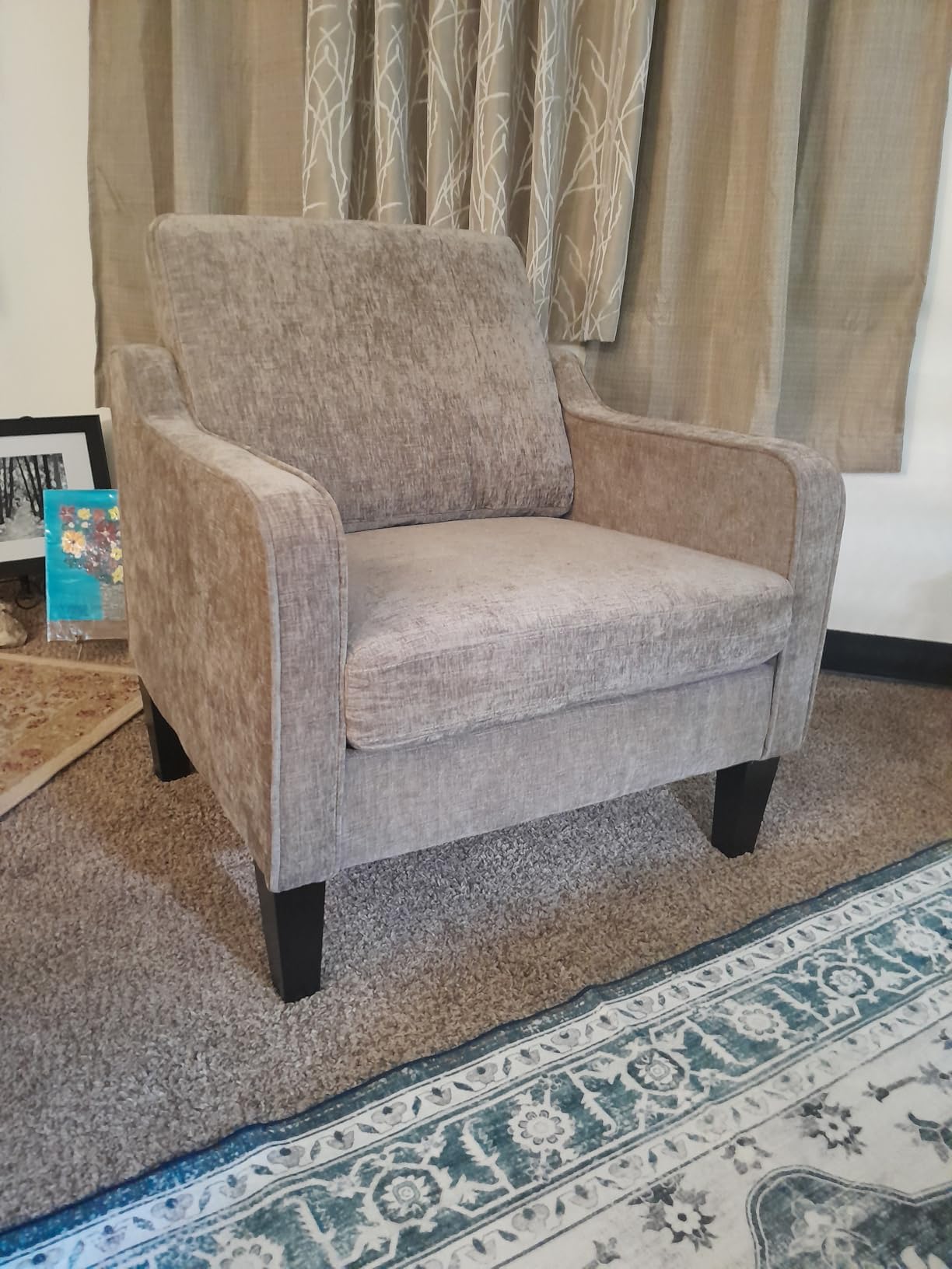 VINGLI Accent Chair for Living Room Chairs Olive Green Reading Chair for Bedroom Scooped Arm Chair Mid Century Modern Accent Chairs Upholstered Comfy Chair for Apartment, Waiting Room Customer Review VINGLI Accent Chair for Living Room Chairs Olive Green Reading Chair for Bedroom Scooped Arm Chair Mid Century Modern Accent Chairs Upholstered Comfy Chair for Apartment, Waiting Room - Customer Photo 1