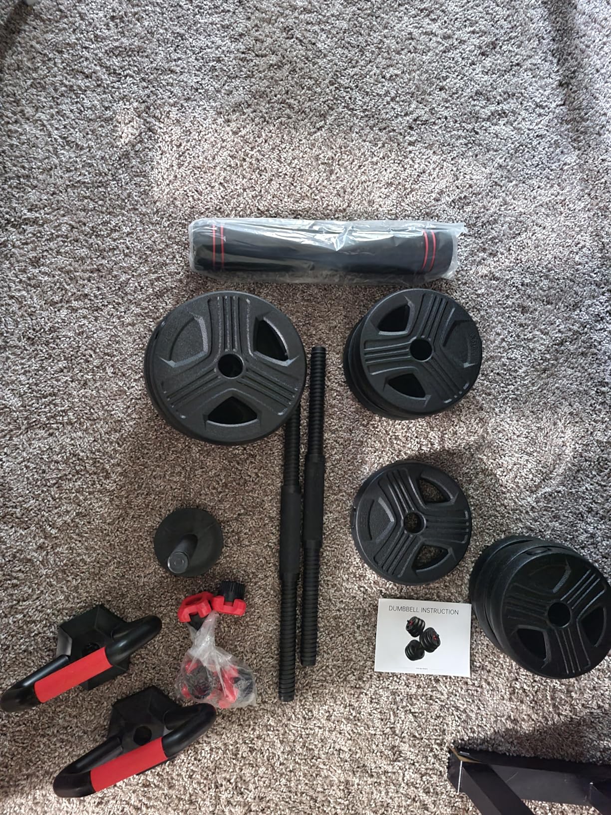 FITPLAM Adjustable dumbbell set,20/35/45/55/70/90lbs Free Weights set with upgraded nut, 5 in 1 Weight Set Used as Kettlebells, Barbell, Push up Stand, Fitness Exercise for Home Gym Suitable Men/Women - Customer Photo 1