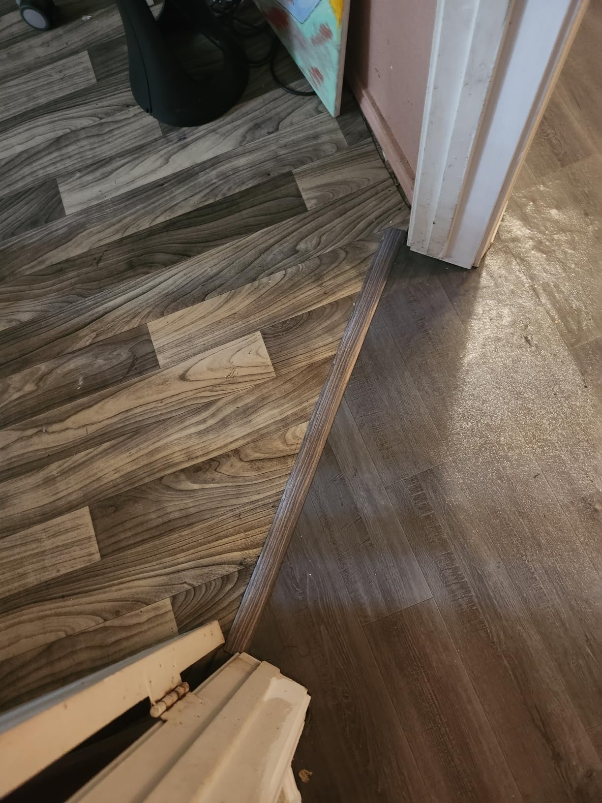 Floor Transition Strip - Self-Adhesive PVC Trim for Carpet to Flooring, Threshold Gap Cover (4ft x 1.57in, Grey Wood) Customer Review Floor Transition Strip - Self-Adhesive PVC Trim for Carpet to Flooring, Threshold Gap Cover (4ft x 1.57in, Grey Wood) - Customer Photo 2