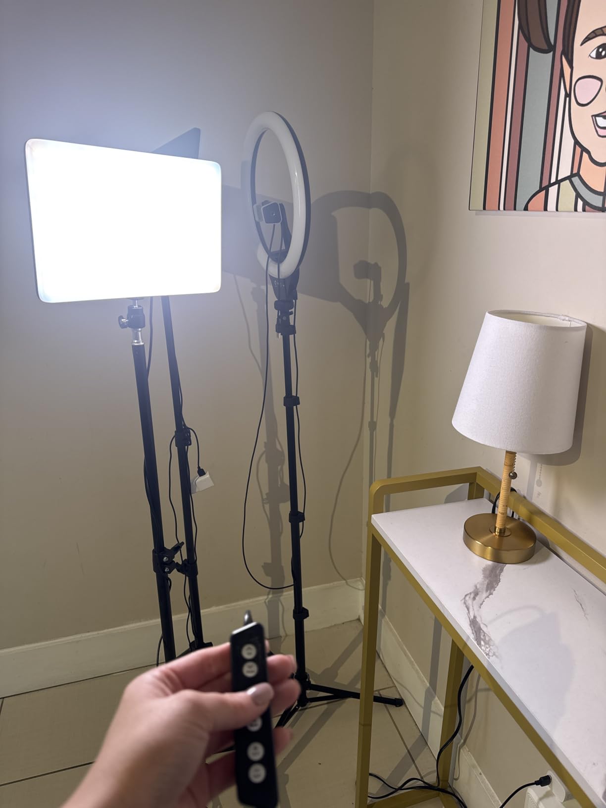 Scrhot 2 Pack LED Video Light Kit, Studio Lights with 51.9'' Tripod Stand, Photography Lighting Dimmable 2800-8400K USB Continuous Lighting for Video Recording/Podcast/Live Streaming/YouTube/TikTok - Customer Photo 2