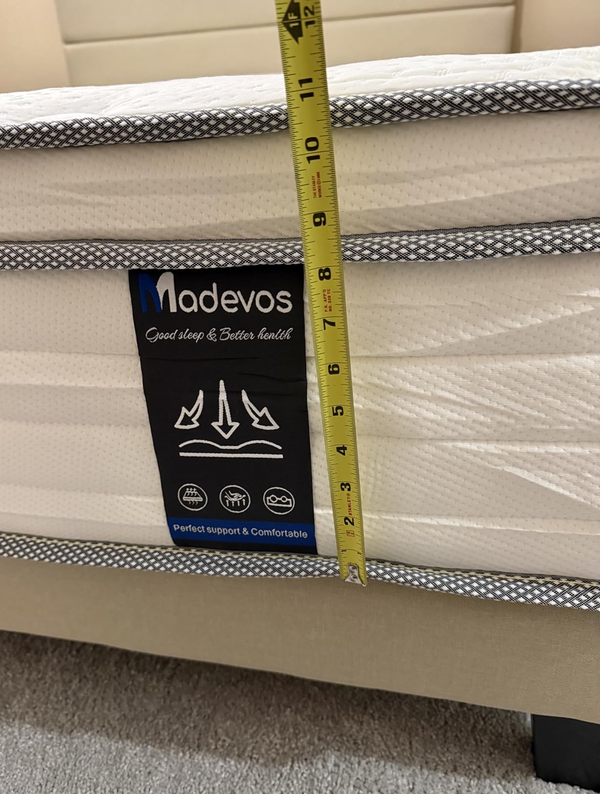 Madevos King Mattress, 12 Inch Hybrid Mattress in a Box, Memory Foam and Individual Pocket Springs, Fiberglass Free, Soft and Breathable, Medium Firm Feel Customer Review Madevos King Mattress, 12 Inch Hybrid Mattress in a Box, Memory Foam and Individual Pocket Springs, Fiberglass Free, Soft and Breathable, Medium Firm Feel - Customer Photo 2