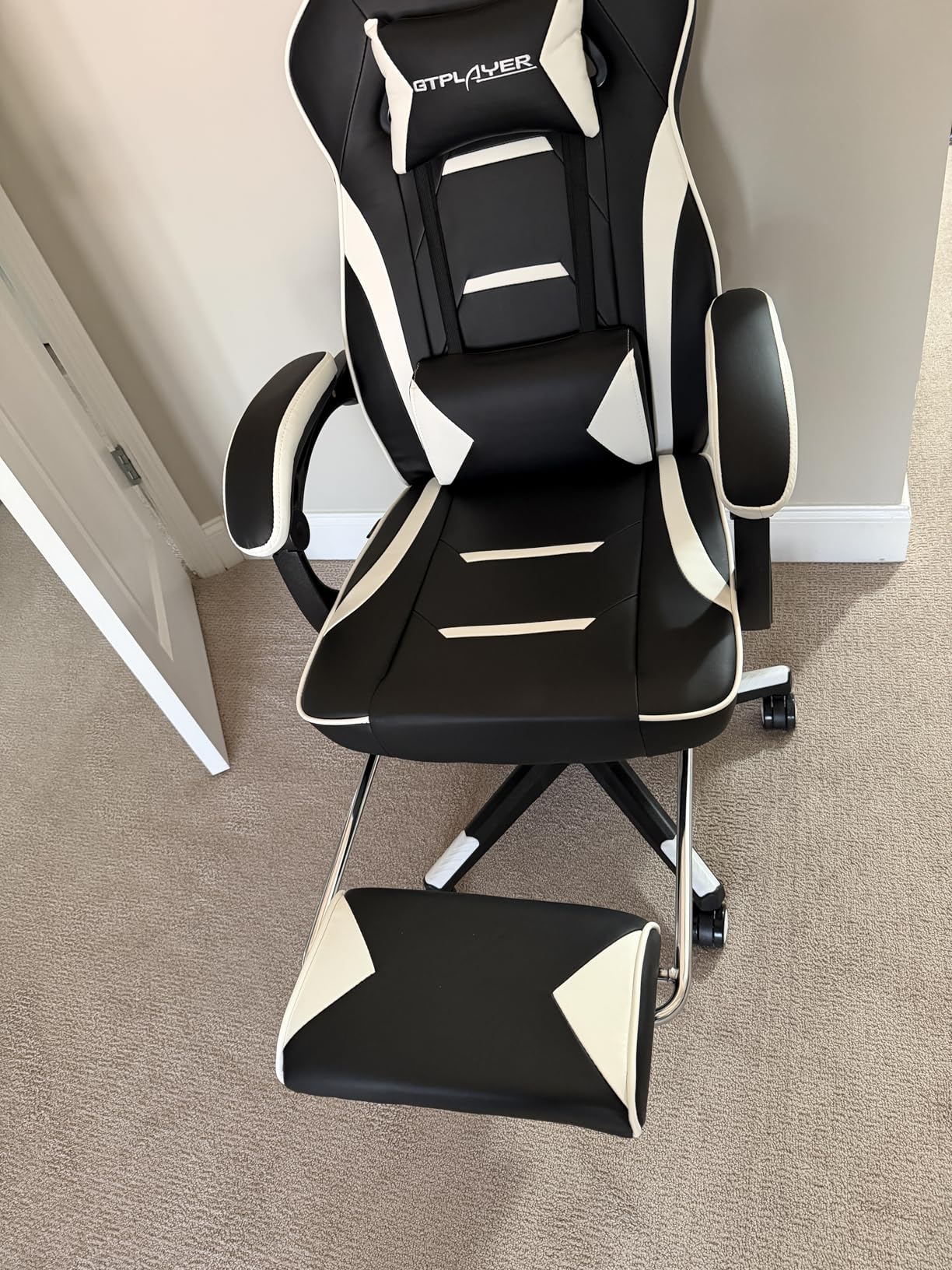 GTPLAYER Gaming Chair with Footrest, Big and Tall Game Chair 350lb Racing Style Computer Chair, Ergonomic Executive Office Chair High Back with Lumbar Support and Recliner, Light Gray customer photo 1
