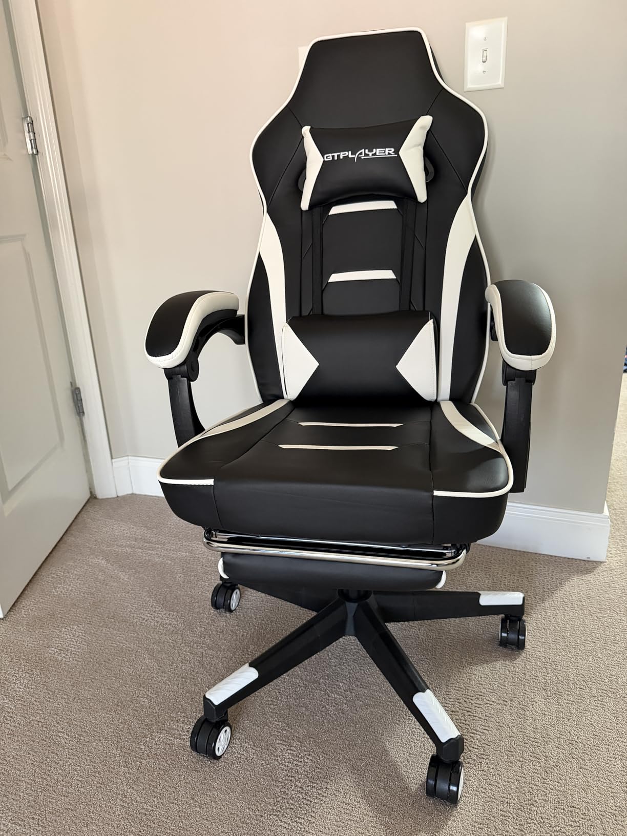 GTPLAYER Gaming Chair with Footrest, Big and Tall Game Chair 350lb Racing Style Computer Chair, Ergonomic Executive Office Chair High Back with Lumbar Support and Recliner, Light Gray customer photo 2