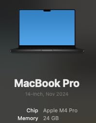 Apple 2024 MacBook Pro Laptop with M4 Pro, 14-core CPU, 20-core GPU: Built for Apple Intelligence, 14.2-inch Liquid Retina XDR Display, 24GB Unified Memory, 1TB SSD Storage; Space Black - Customer Photo 4