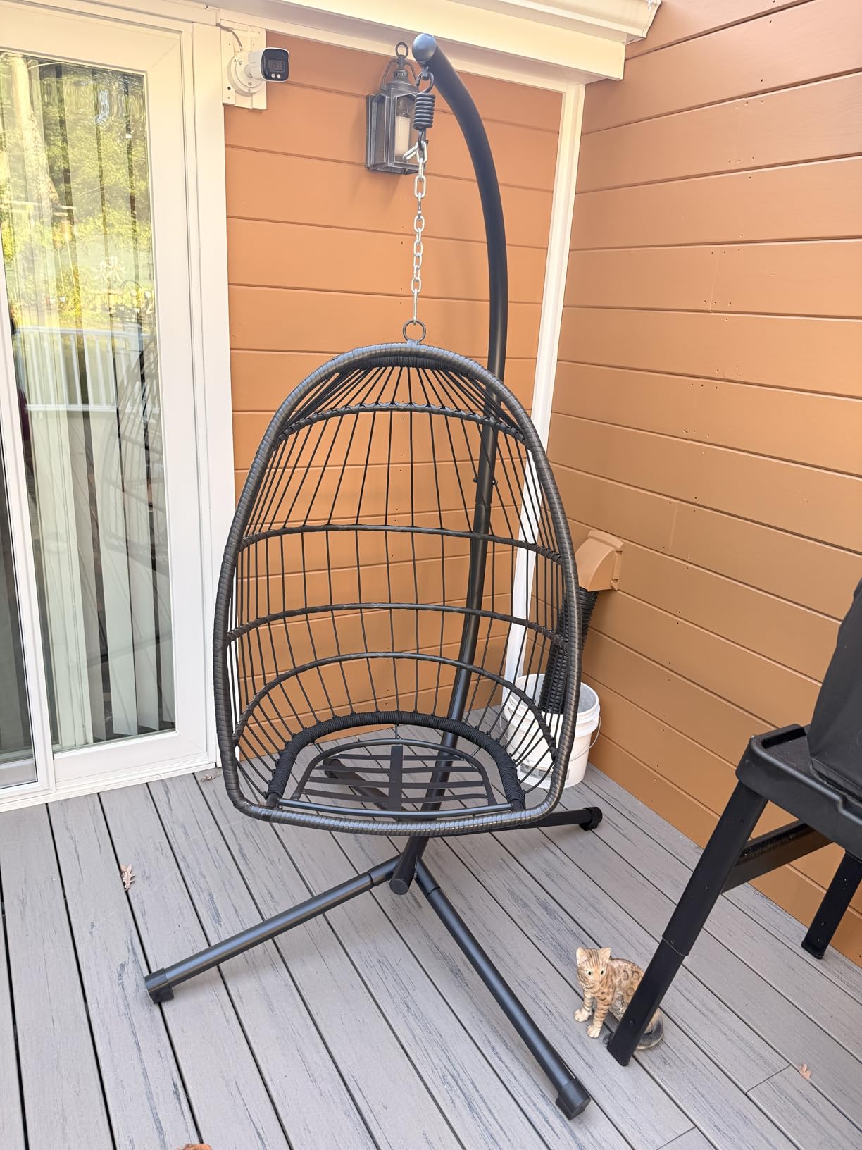 CHABATREE Egg Chair with Stand,Patio Rattan Wicker Hanging Swing Egg Chair Hammock Chair for Bedroom Porch Garden,Thickened Aluminum Alloy Steel Frame and UV Resistant Cushion,350LBS Capacity customer photo 2