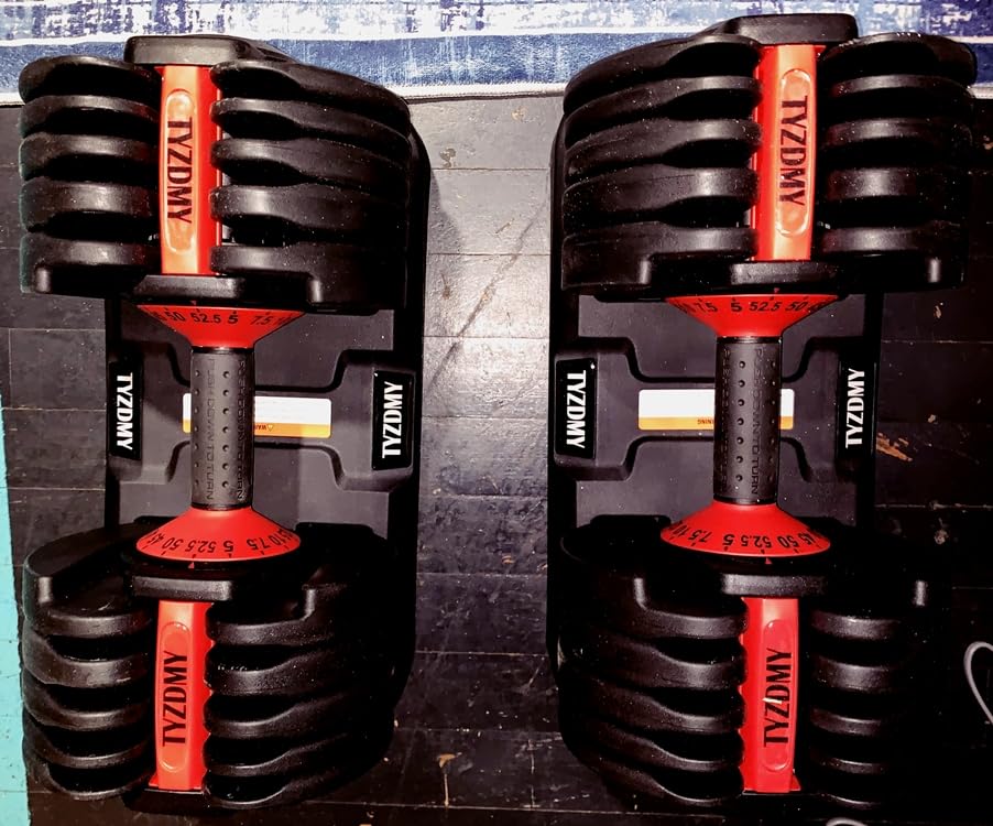 TYZDMY Adjustable Dumbbells Set of 2，Free Weights Dumbbells Set，Adjustable Dumbbell Set，52.5 lbs pair 105 lbs，15 in 1，for Men/Women Gym Equipment for Home Strength Training Equipment - Customer Photo 1