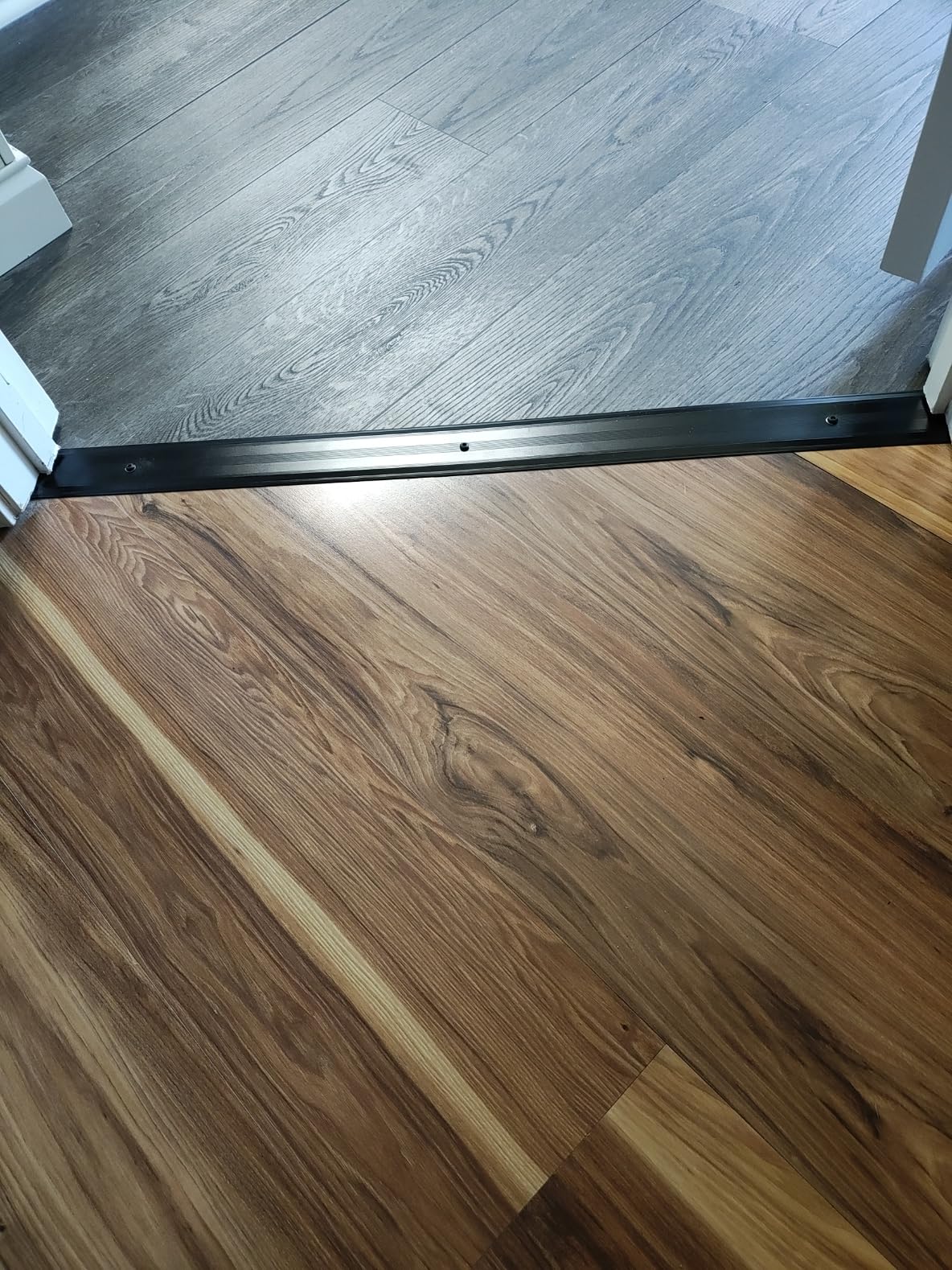 Aluminum Metal Door Threshold, Floor Transition Strip, 36'' L x 4'' W x 0.1'' H, Flat-Profile Threshold, Flooring Gaps Carpet Vinyl Wood, Stylish Doorway Transition Draft Protection (Black) Customer Review Aluminum Metal Door Threshold, Floor Transition Strip, 36'' L x 4'' W x 0.1'' H, Flat-Profile Threshold, Flooring Gaps Carpet Vinyl Wood, Stylish Doorway Transition Draft Protection (Black) - Customer Photo 1