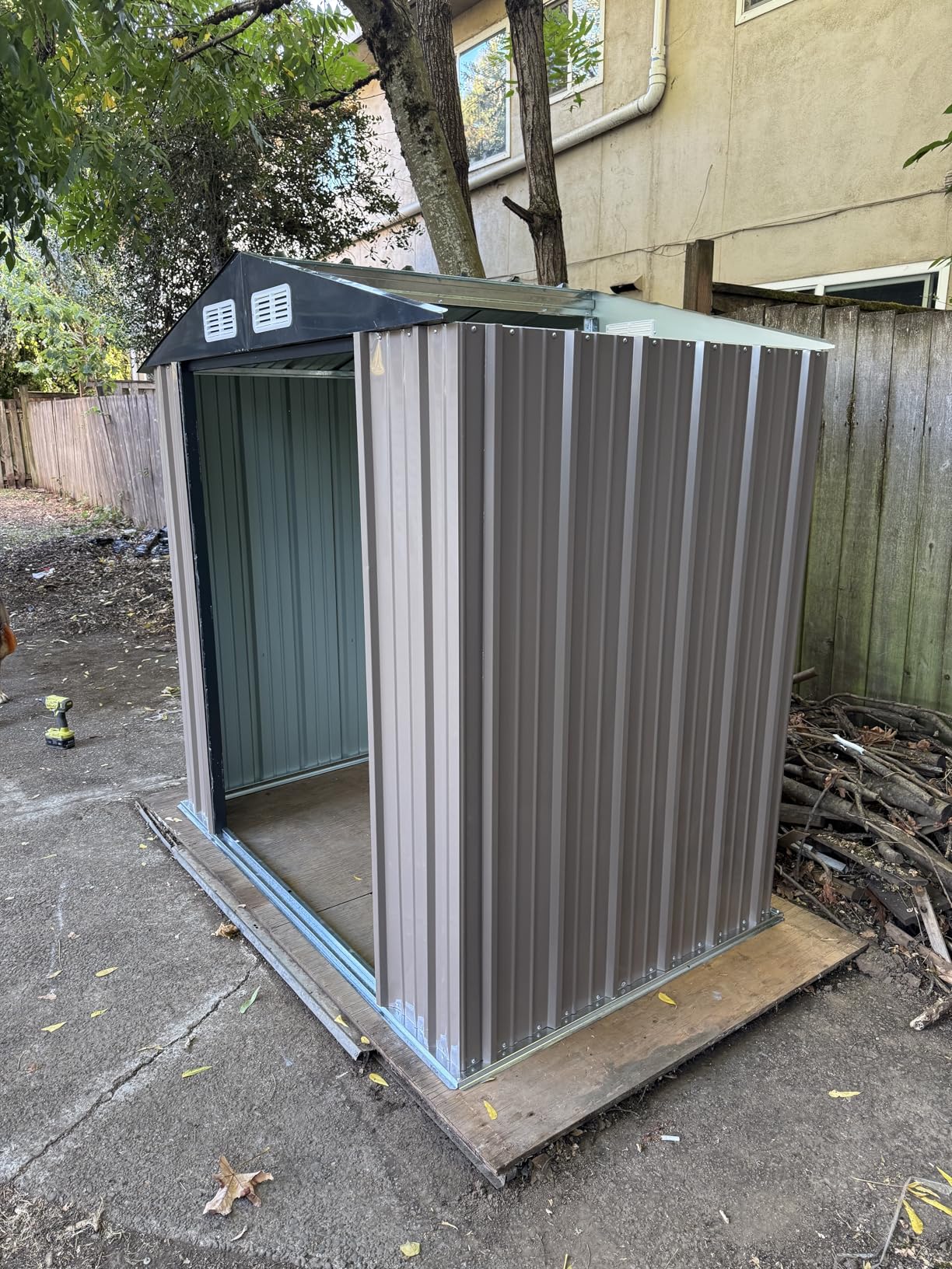 Aoxun 6.2x4 FT Shed Outdoor Storage Shed with Lockable Doors & Sloooping Roof Metal Garden Tool Shed for Backyard, Patio, Poolside (Brown) customer photo 2