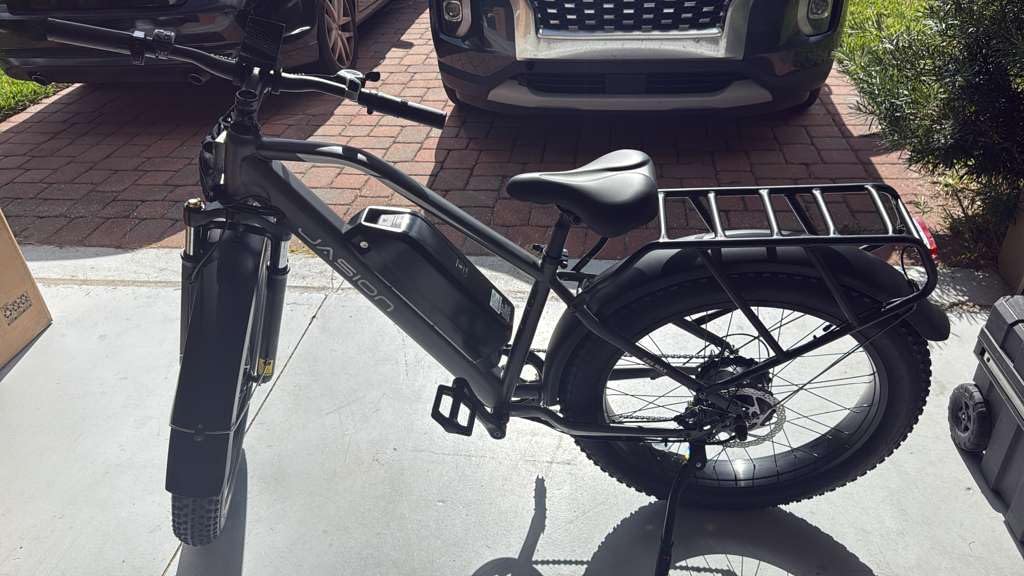 Jasion EB5 MAX Electric Bike for Adults with 1500W Peak Motor, 48V 15Ah (720Wh) Battery Electric Mountain Bike, 26'' x 4'' Fat Tire Ebike, 28+MPH Speed, Cruise Control, with Fenders, Rear Rack Customer Review Jasion EB5 MAX Electric Bike for Adults with 1500W Peak Motor, 48V 15Ah (720Wh) Battery Electric Mountain Bike, 26'' x 4'' Fat Tire Ebike, 28+MPH Speed, Cruise Control, with Fenders, Rear Rack - Customer Photo 2