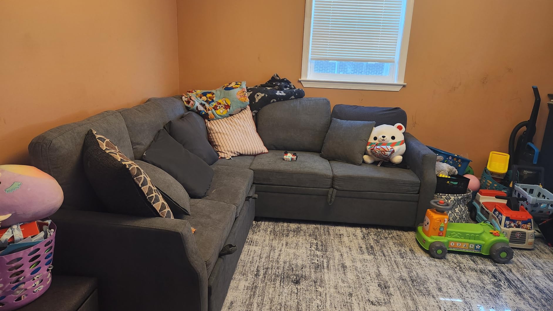 AMERLIFE Sofa Bed, 85 Inch Reversible L Shape Couch with Pull Out Bed & Storage Seat, Oversized Sectional Sleeper Bed for Living Room Apartment, Grey Linen Sleeper Sofa Couch Customer Review AMERLIFE Sofa Bed, 85 Inch Reversible L Shape Couch with Pull Out Bed & Storage Seat, Oversized Sectional Sleeper Bed for Living Room Apartment, Grey Linen Sleeper Sofa Couch - Customer Photo 1