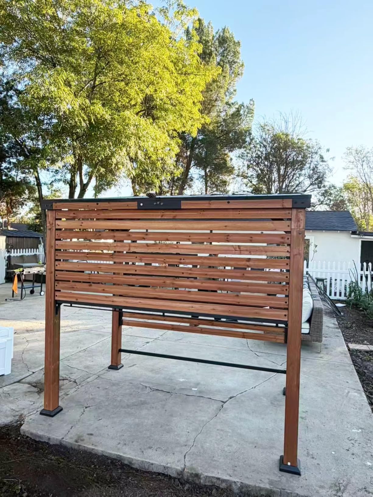 Modern Shade The Aura Cedar Wood Entertainment Bar Center, Wood Gazebo with Shelves & Paper Towel Holder, Grill Gazebo with USB and USB-C Charging Ports, Outdoor Bar with TV Mount for Patio, Garden customer photo 2