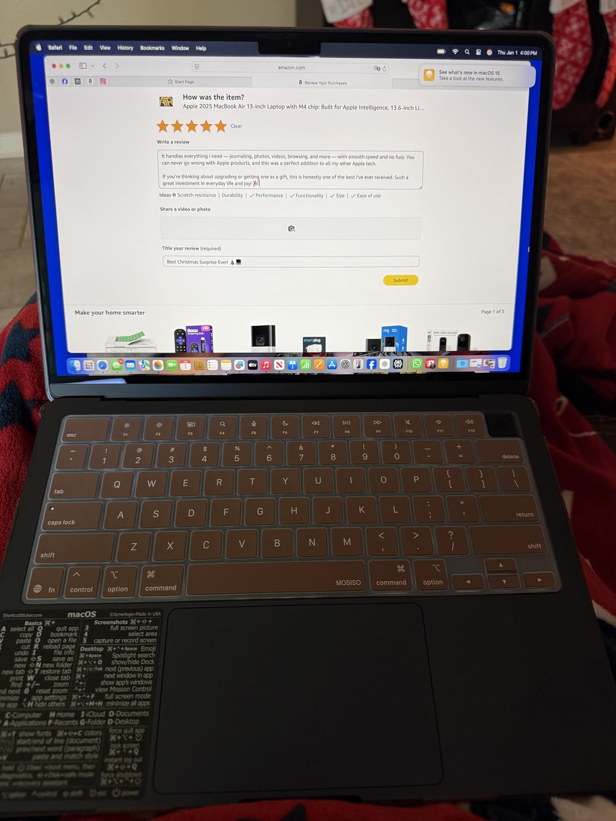 Apple 2025 MacBook Air 13-inch Laptop with M4 chip: Built for Apple Intelligence, 13.6-inch Liquid Retina Display, 16GB Unified Memory, 256GB SSD Storage, 12MP Center Stage Camera, Touch ID; Midnight Customer Review Apple 2025 MacBook Air 13-inch Laptop with M4 chip: Built for Apple Intelligence, 13.6-inch Liquid Retina Display, 16GB Unified Memory, 256GB SSD Storage, 12MP Center Stage Camera, Touch ID; Midnight - Customer Photo 3