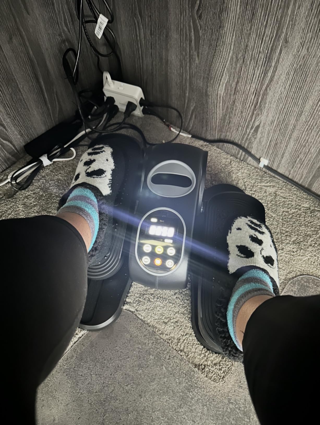 MERACH Under Desk Elliptical Machine, Leg Exerciser While Sitting for Seniors with Remote Control & 12-Speeds, Quiet Portable Electric Seated Pedal Exerciser Machine for Home Office - Customer Photo 2