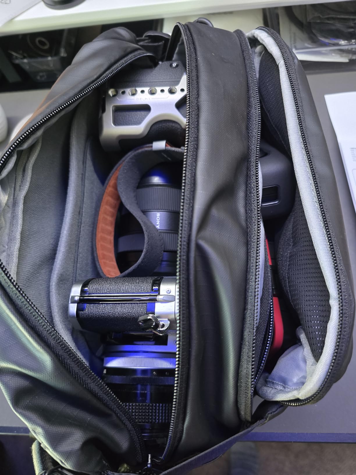 TARION Outdoor Camera Sling Bag - Compact 5.5L Messenger Case for Mirrorless - Expandable Wet/Dry Drawstring Pocket - Waterproof Crossbody with Tripod Holder - XProber - Customer Photo 2