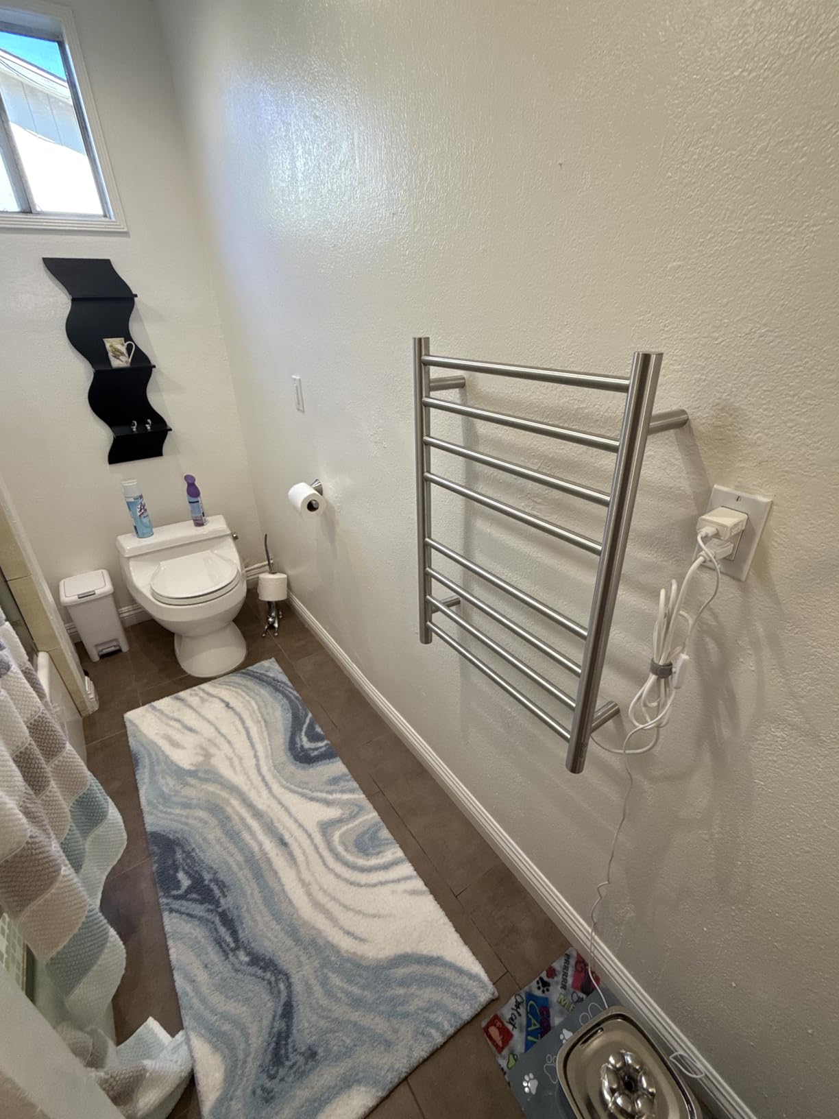 Towel Warmer Polished Chrome for Bathroom Wall Mounted Drying Rack Plug-in Electric Heated Towel Rack Stainless Steel Round 8 Bars Bath Towel Heater 27.56x19.69x4.41 inches - Customer Photo 1
