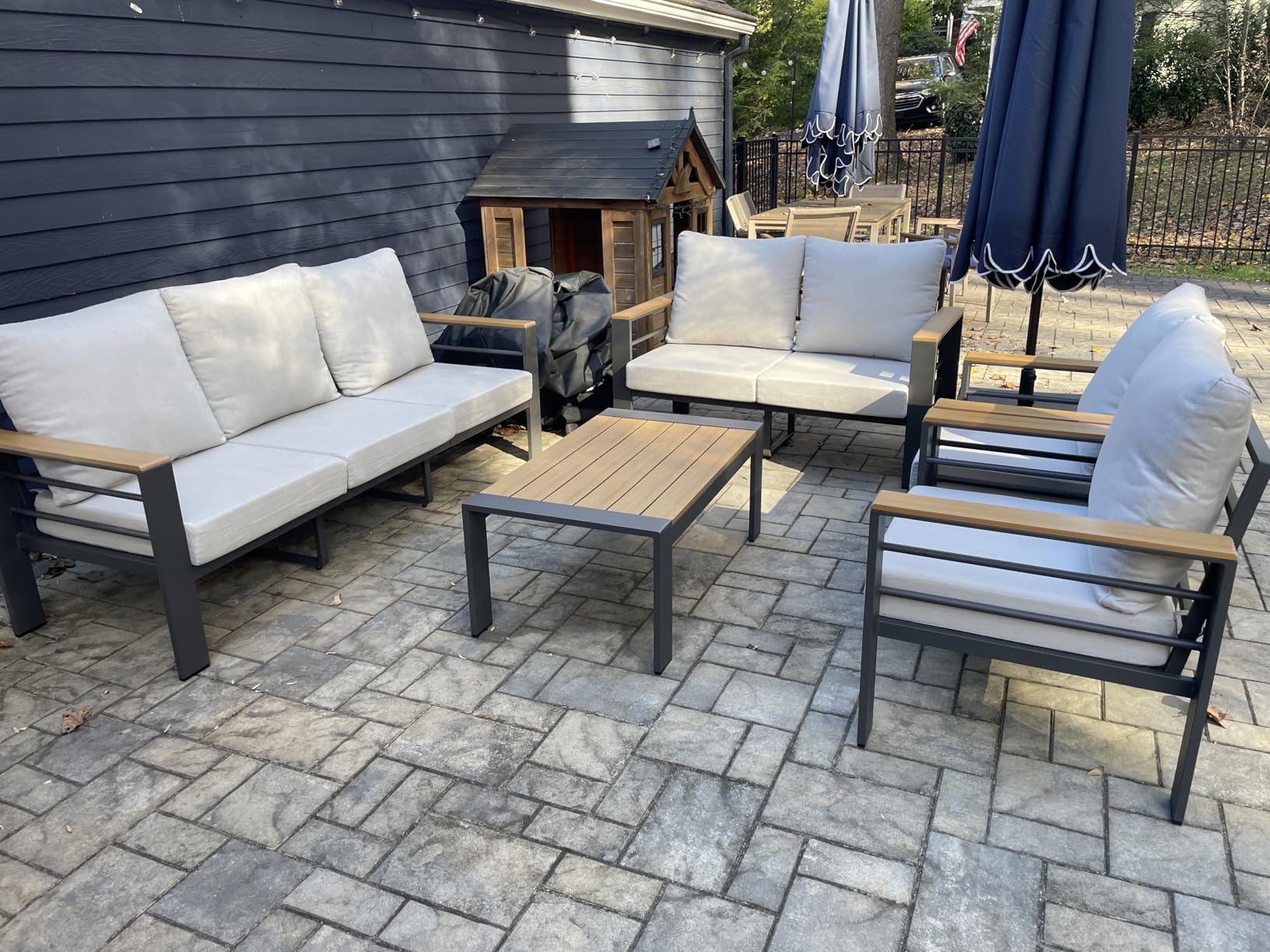 Aoxun Aluminum Patio Furniture Set 7 Seats, Oversized Outdoor Sectional with Washable Thick Cushions, Coffee Table and Waterproof Cover, Patio Conversation Sets for Porch, Balcony, Deck customer photo 1
