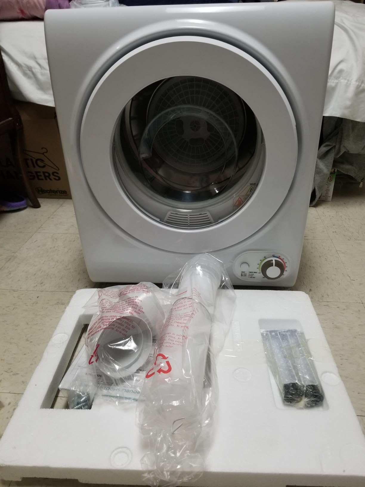 Feelfunn 3.5 Cu.Ft Portable Clothes Dryer - 1500W Clothes Dryer with Stainless Steel Tub, Front Load Tumble, LCD Touch Panel - Compact Drying Unit for Laundry, Apartments, Dorms customer photo 2