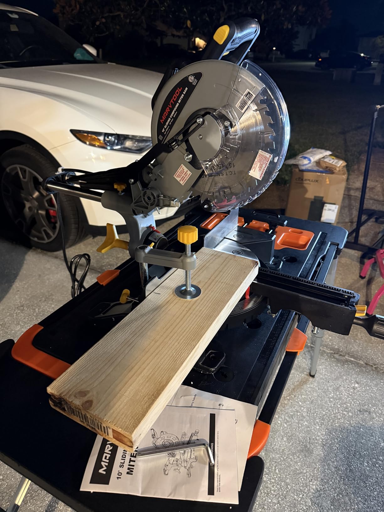 Marvtool 10-inch Sliding Compound Miter Saw, 5000RPM, 15 Amp, Single Bevel 0-45° with Extension Table, 36T Blade, Power Saw for Metal, Plastic, Wood, Laminates Customer Review Marvtool 10-inch Sliding Compound Miter Saw, 5000RPM, 15 Amp, Single Bevel 0-45° with Extension Table, 36T Blade, Power Saw for Metal, Plastic, Wood, Laminates - Customer Photo 2