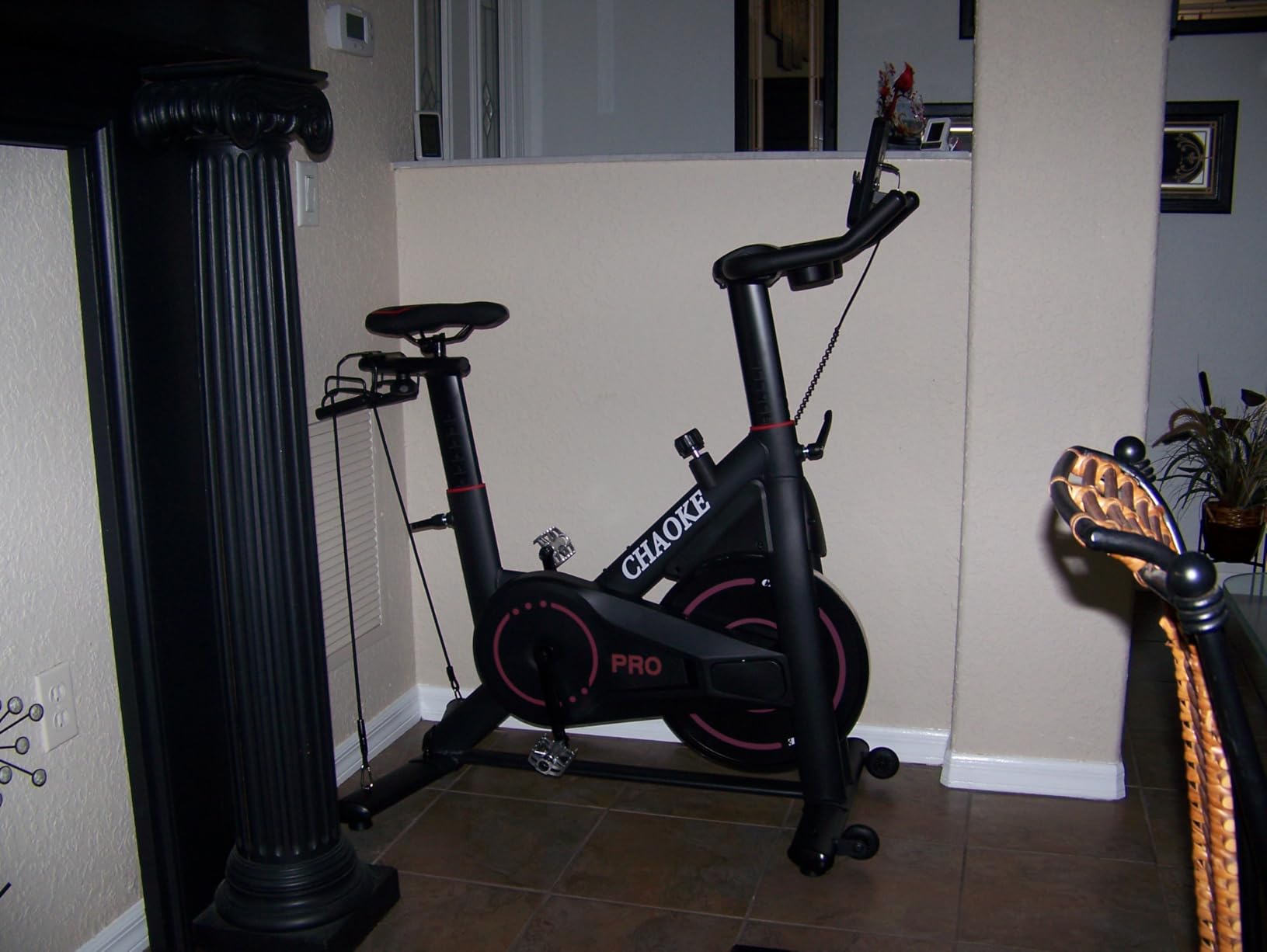 CHAOKE Exercise Bike, Quiet Adjustable Magnetic Stationary Bike for Home Cardio with App Compatible, 350LB Weight Capacity Indoor Cycling Bike with Large Seat, Dumbbell Rack, Pull Cords & LCD Display Customer Review CHAOKE Exercise Bike, Quiet Adjustable Magnetic Stationary Bike for Home Cardio with App Compatible, 350LB Weight Capacity Indoor Cycling Bike with Large Seat, Dumbbell Rack, Pull Cords & LCD Display - Customer Photo 1