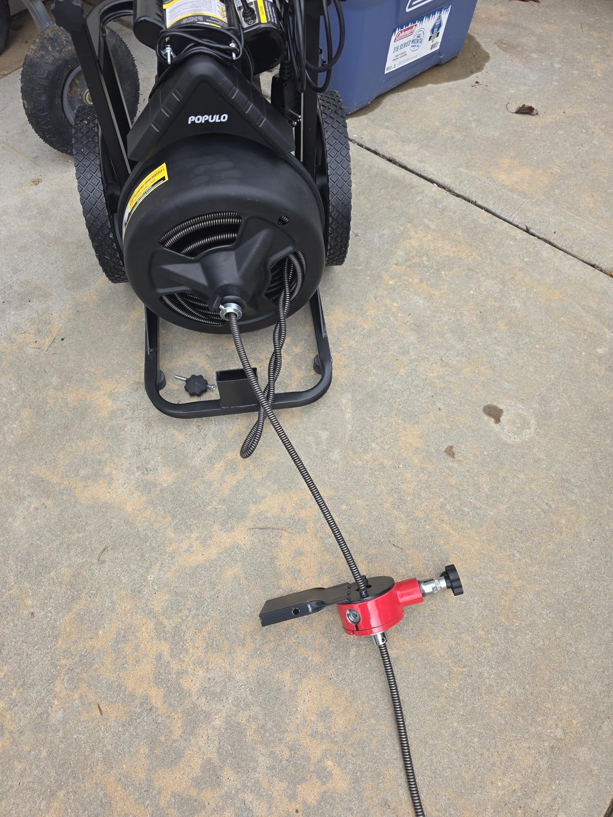 POPULO Drain Cleaner Machine 100Ft x 3/8 Inch, Auto feed Sewer Snake Auger on Wheels, Electric Drain Auger Professional for 1.5 to 3 Inch Pipes & Foot Switch with 8 Cutters Customer Review POPULO Drain Cleaner Machine 100Ft x 3/8 Inch, Auto feed Sewer Snake Auger on Wheels, Electric Drain Auger Professional for 1.5 to 3 Inch Pipes & Foot Switch with 8 Cutters - Customer Photo 2