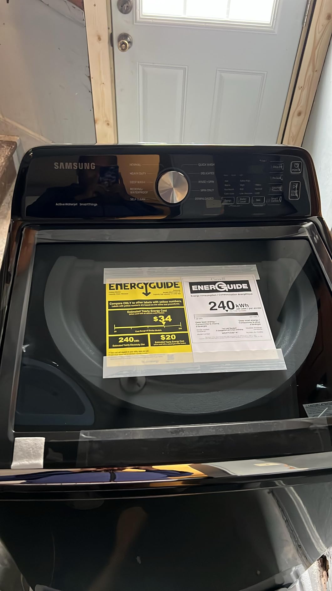 Samsung Smart 4.7 Cu Ft Top Load Washer & 7.4 Cu Ft Electric Dryer, Sensor Stops Overdrying, Low Vibration Quiet Wash, WaterJet w/Power Cords, Hoses, Vent Duct, 1 Year CPS Protection Bundle (Black) Customer Review Samsung Smart 4.7 Cu Ft Top Load Washer & 7.4 Cu Ft Electric Dryer, Sensor Stops Overdrying, Low Vibration Quiet Wash, WaterJet w/Power Cords, Hoses, Vent Duct, 1 Year CPS Protection Bundle (Black) - Customer Photo 1