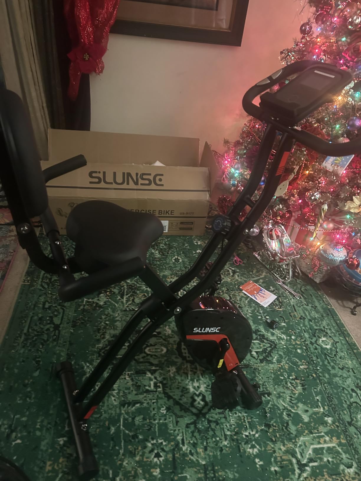 Folding Exercise Bike, SLUNSE 5 IN 1 Foldable Stationary Bike for Home, Indoor Cycling Bike with 16 Level Adjustable Magnetic Resistance, 350LBS Weight Capacity, Soft Seat Backrest For Fitness Workout Customer Review Folding Exercise Bike, SLUNSE 5 IN 1 Foldable Stationary Bike for Home, Indoor Cycling Bike with 16 Level Adjustable Magnetic Resistance, 350LBS Weight Capacity, Soft Seat Backrest For Fitness Workout - Customer Photo 2