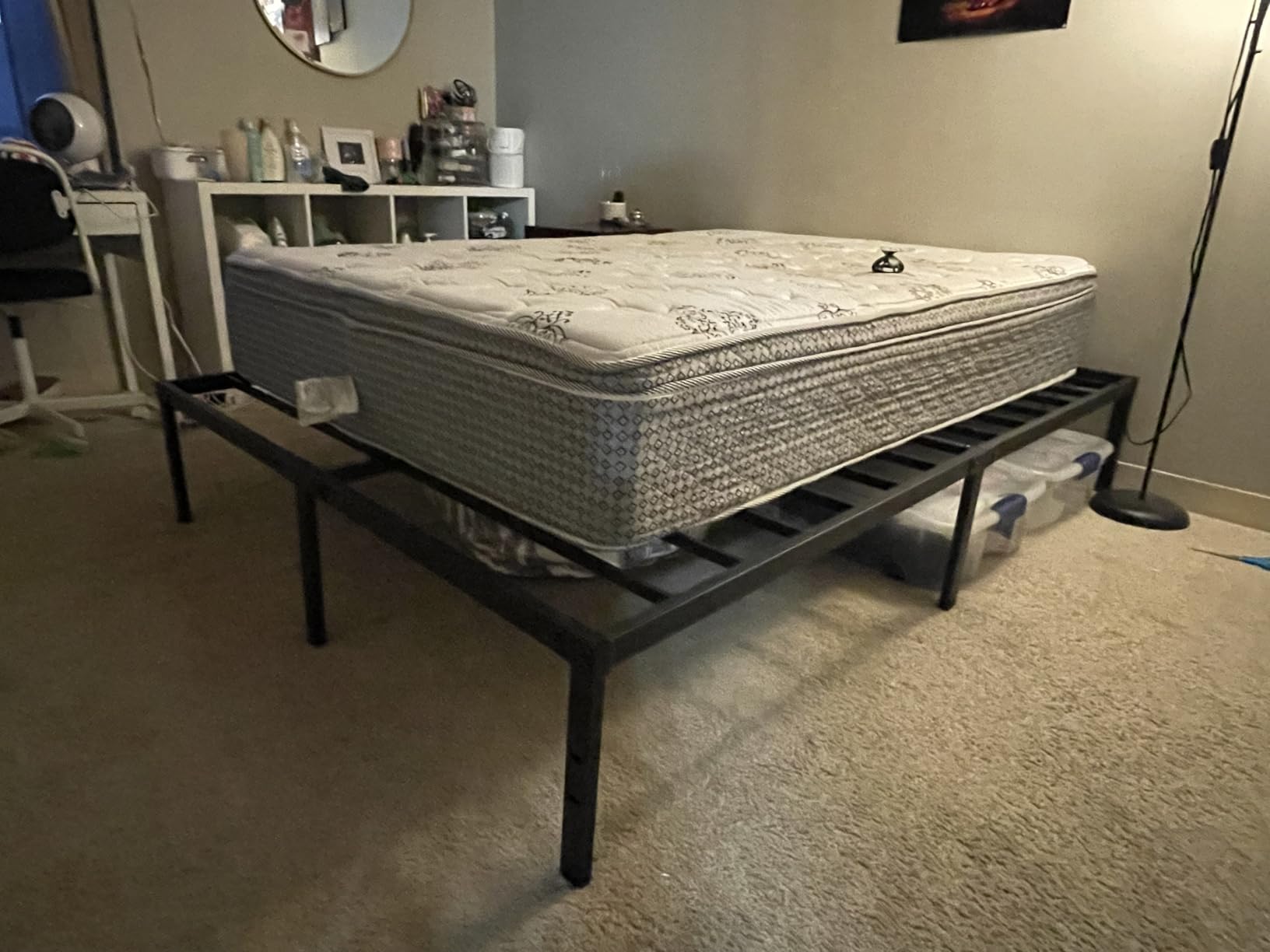 Sweetcrispy Queen Bed Frame - Heavy Duty Metal Platform Bed Frames Queen Size with Storage Space Under Frame, No Box Spring Needed, 14 Inches, Sturdy Steel Slat Support Customer Review Sweetcrispy Queen Bed Frame - Heavy Duty Metal Platform Bed Frames Queen Size with Storage Space Under Frame, No Box Spring Needed, 14 Inches, Sturdy Steel Slat Support - Customer Photo 1