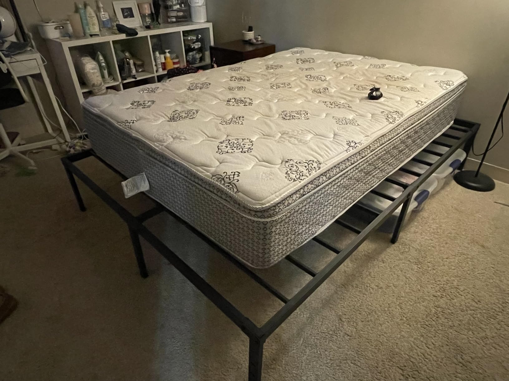 Sweetcrispy Queen Bed Frame - Heavy Duty Metal Platform Bed Frames Queen Size with Storage Space Under Frame, No Box Spring Needed, 14 Inches, Sturdy Steel Slat Support Customer Review Sweetcrispy Queen Bed Frame - Heavy Duty Metal Platform Bed Frames Queen Size with Storage Space Under Frame, No Box Spring Needed, 14 Inches, Sturdy Steel Slat Support - Customer Photo 2
