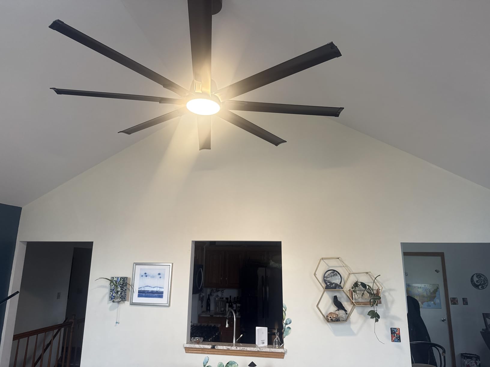 72 Inch Ceiling Fan with Light,Industrial Ceiling Fan with 8 Black Aluminium Blades,Smart Fan Compatible with Alexa,Garage Outdoor Indoor Fan for Patio and Living Room - Customer Photo 2