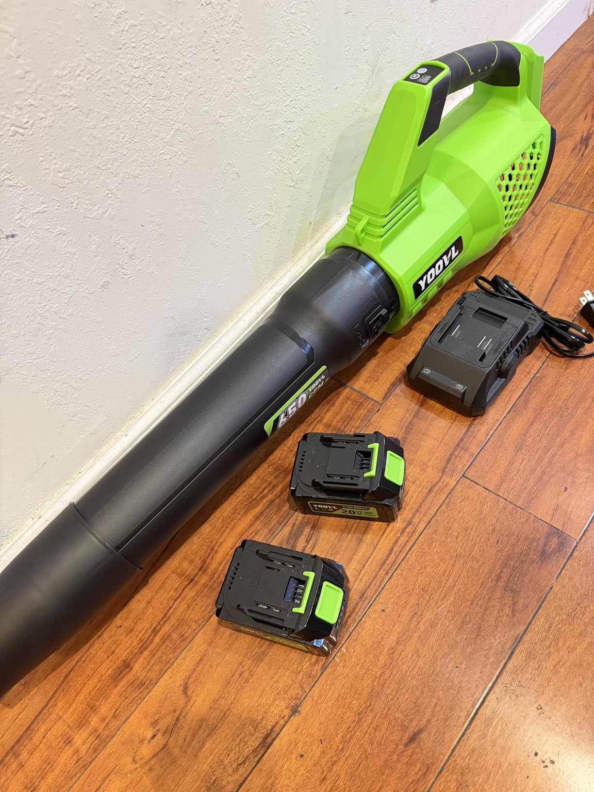 Leaf Blower Cordless, 650CFM Electric Leaf Blowers with 2 x 5.2Ah Batteries and Charger, 3 Speed Modes, 1 x Adjustable Shoulder Strap, Powerful Snow Blowers for Lawn Care, Patio, Dust, Blowing Leaves customer photo 2