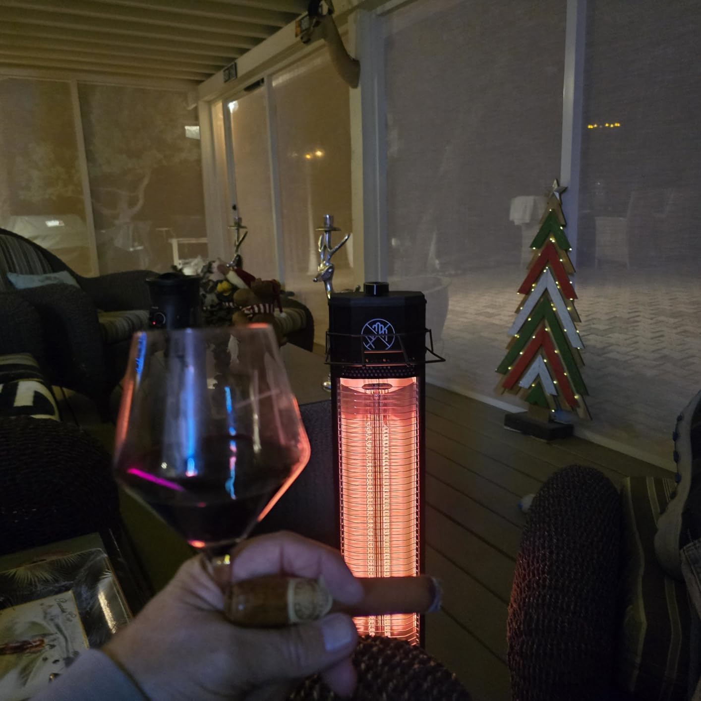 Outdoor Electric Patio Heater, 34-inch 1500W Infrared Tower Heater with Instant Heating, Tip-Over & Overheat Protection, IPX5 Waterproof Space Heater for Patio Garage Workshop Indoor & Outdoor Use customer photo 1