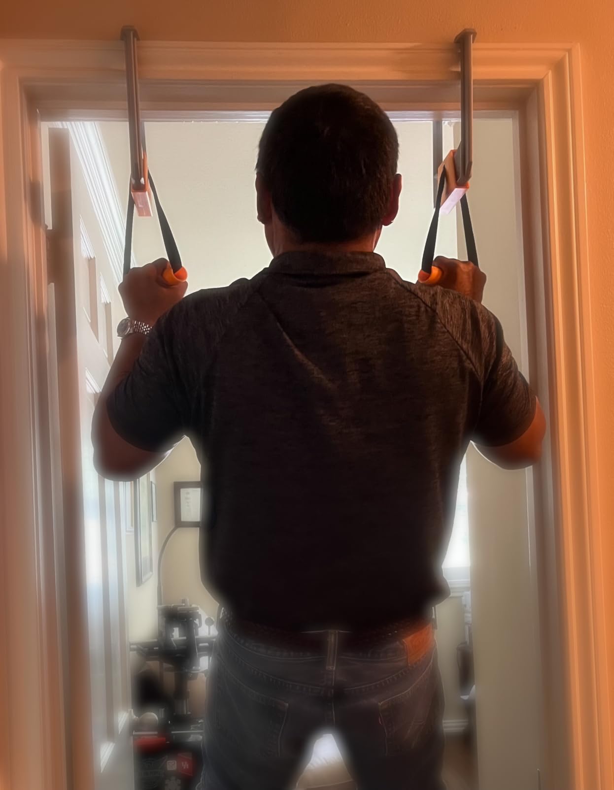 Portable Pull Up Bar - Adjustable Doorway Home Gym with 330lbs Capacity - No Screw Installation for Workout Anywhere - Lightweight Travel Fitness Equipment Customer Review Portable Pull Up Bar - Adjustable Doorway Home Gym with 330lbs Capacity - No Screw Installation for Workout Anywhere - Lightweight Travel Fitness Equipment - Customer Photo 1