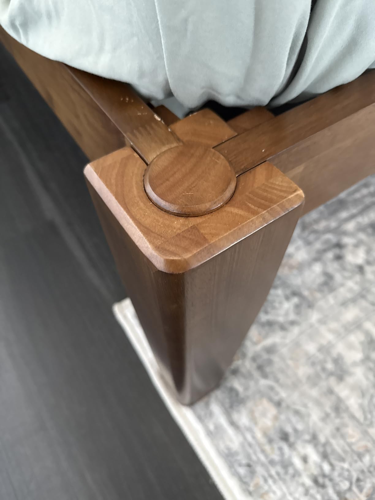 AllForWood Thor Bed Frame Queen - Solid Wood Platform Bed - Japanese Joinery Bed Frame - Wood Slat Support - No Box Spring Needed - Easy Assembly - Minimalist & Modern Style, Walnut - Customer Photo 2