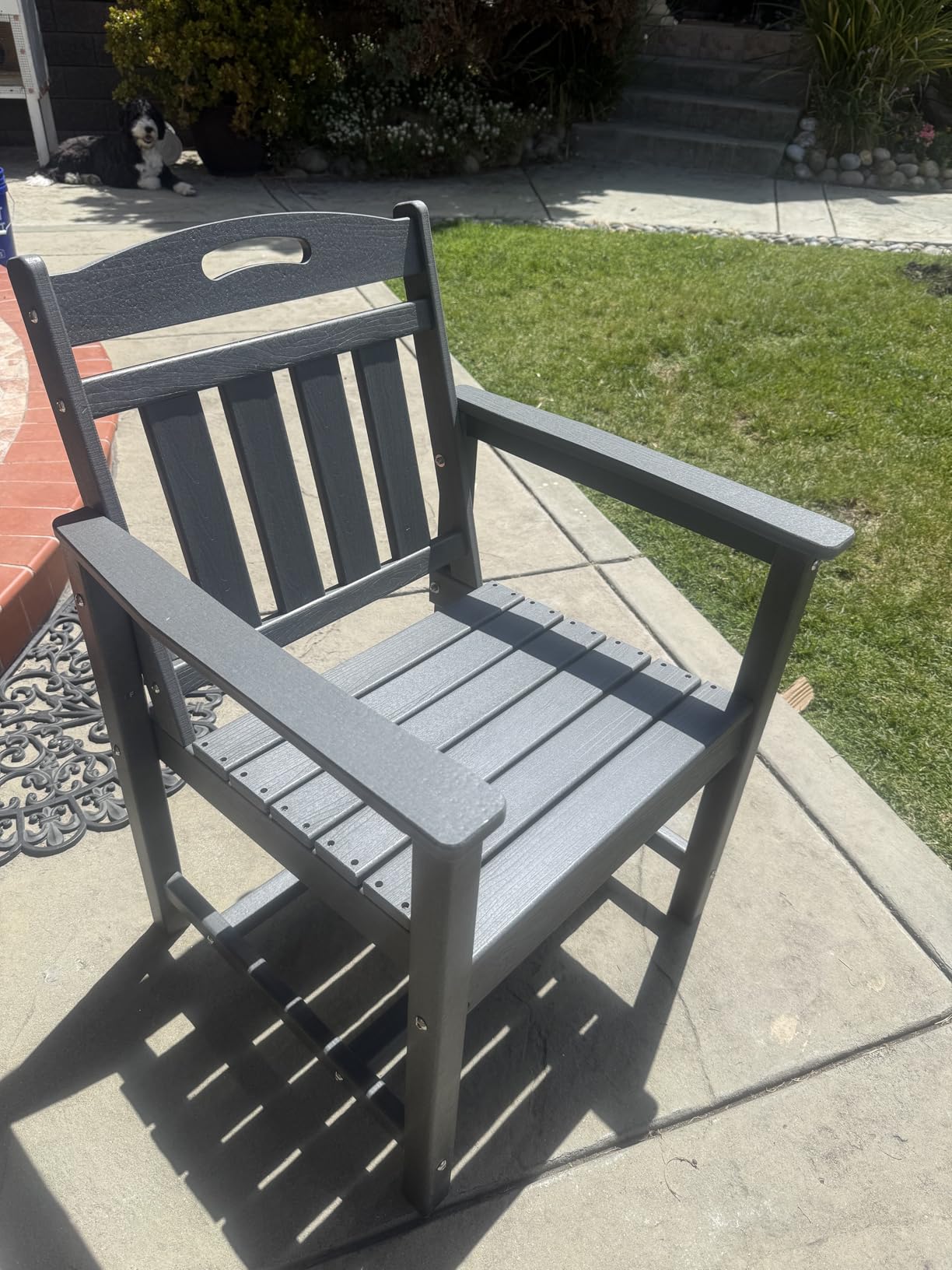 Ciokea HDPE Outdoor Dining Set, 7-Piece Patio Table and Chairs Set with Umbrella Hole, All-Weather Patio Dining Sets for 6, Durable Patio Furniture for Backyard, Garden, Lawn & Poolside, Grey Customer Review Ciokea HDPE Outdoor Dining Set, 7-Piece Patio Table and Chairs Set with Umbrella Hole, All-Weather Patio Dining Sets for 6, Durable Patio Furniture for Backyard, Garden, Lawn & Poolside, Grey - Customer Photo 2
